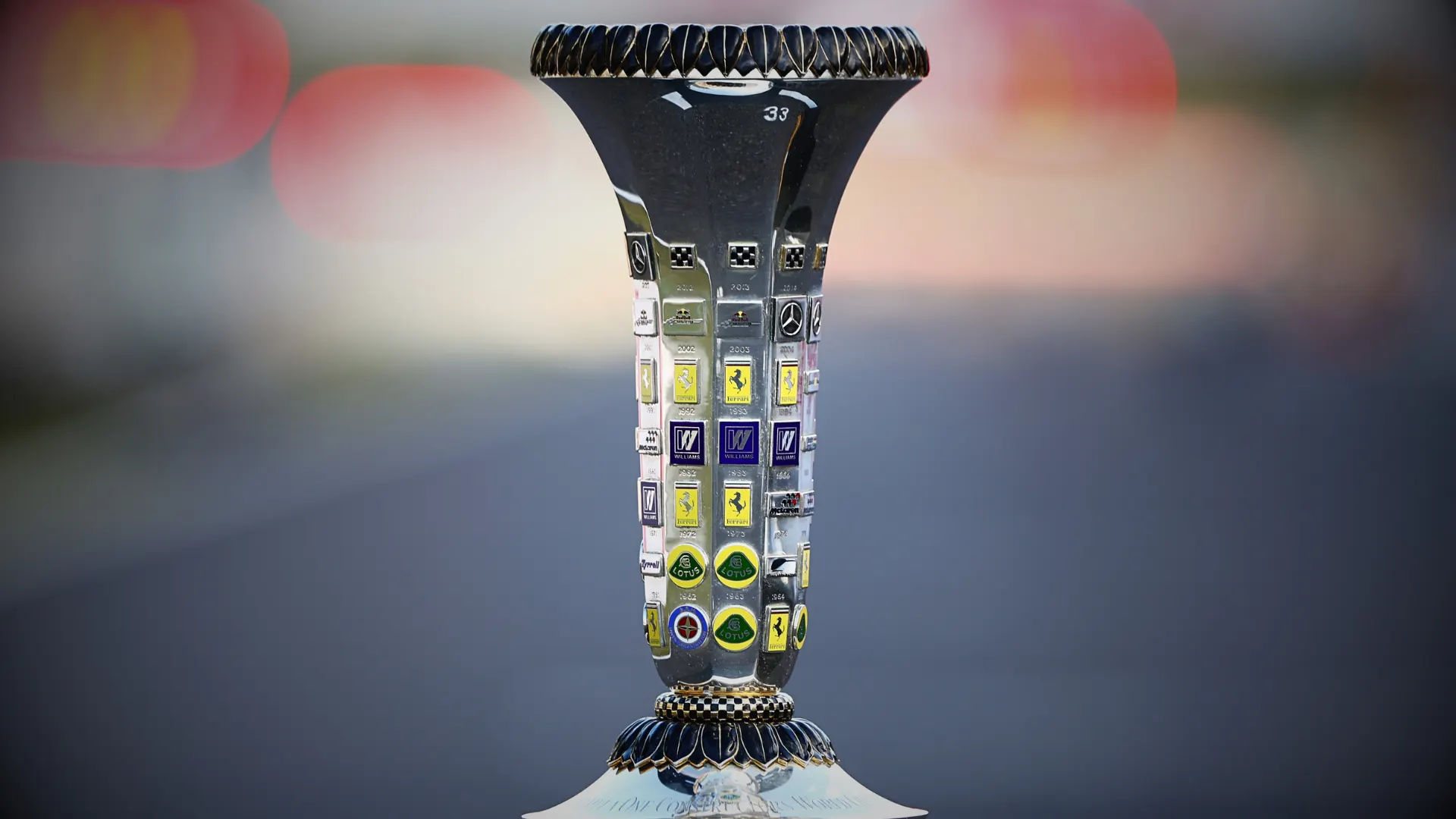 SUZUKA, JAPAN - OCTOBER 06: A detail view of the F1 Constructors World Championship trophy during