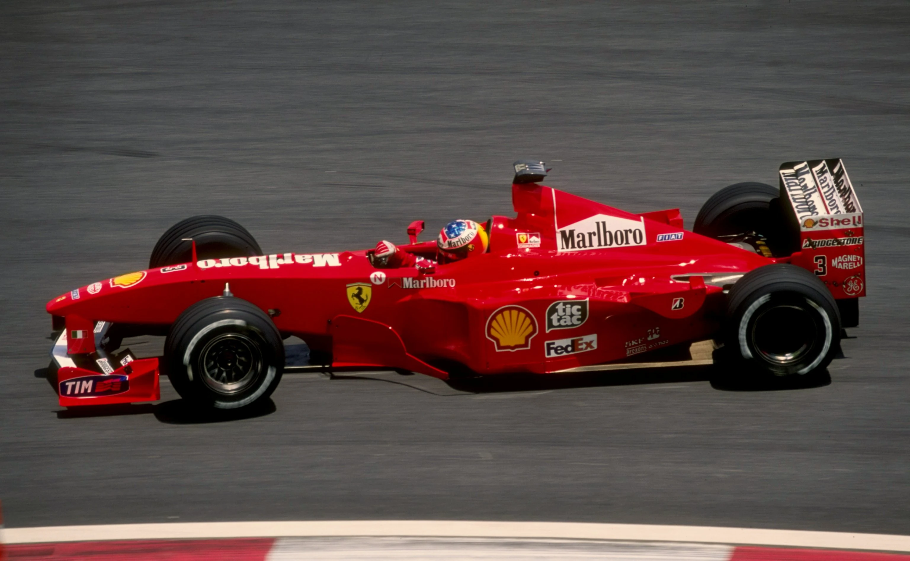 17 Oct 1999:  Michael Schumacher of Germany leads in his Ferrari during the Malaysian Formula One