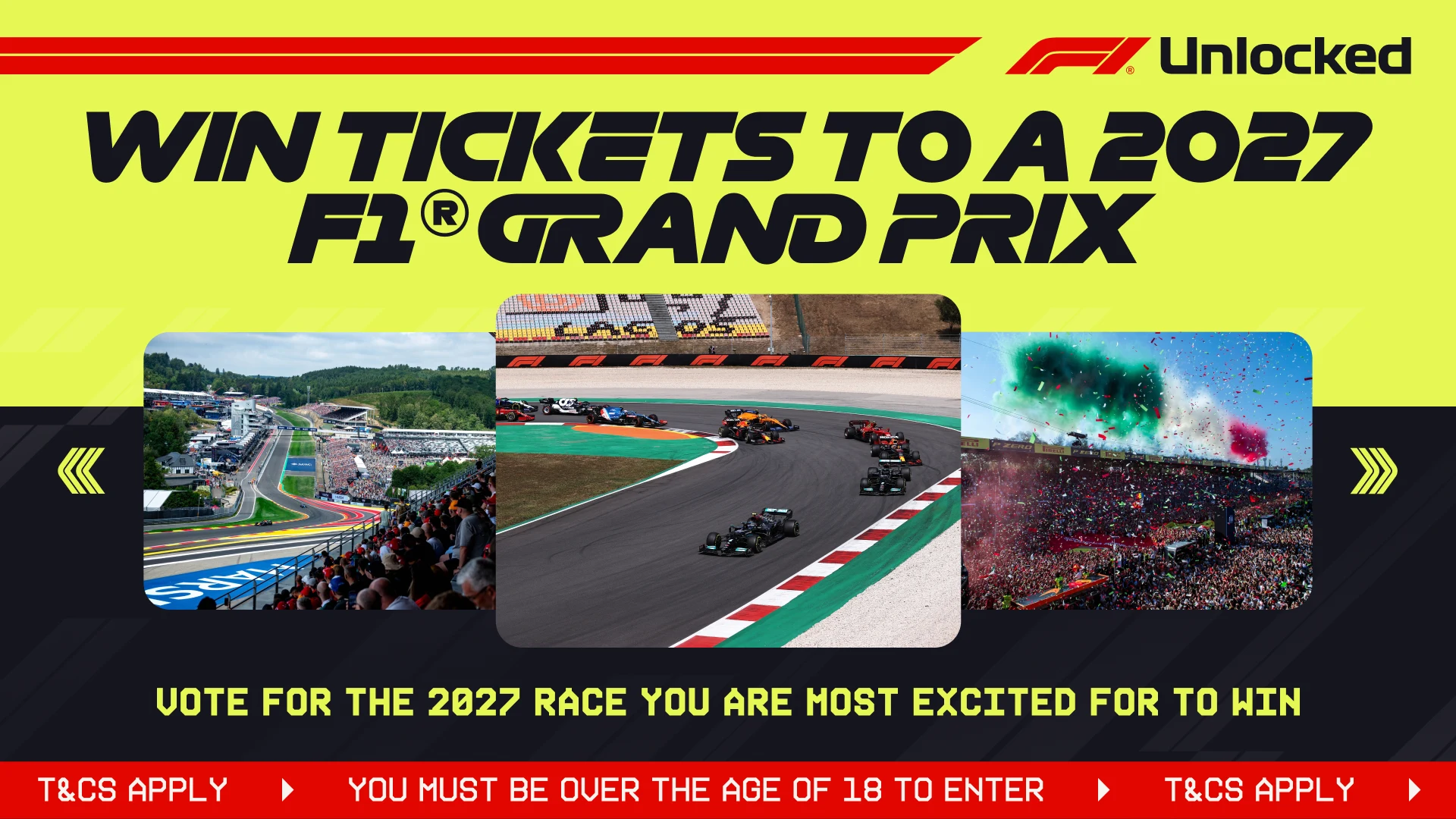 Vote now to win tickets to a 2027 F1 Grand Prix