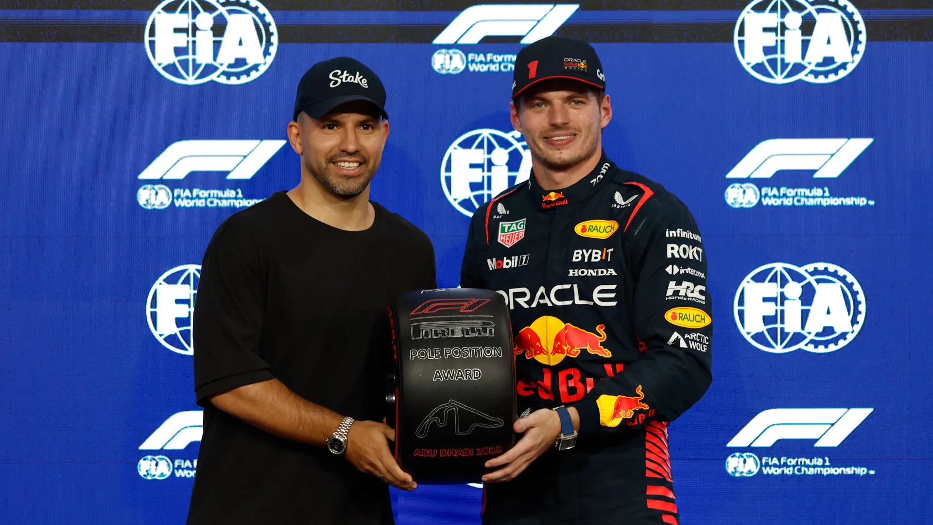 YAS MARINA CIRCUIT, UNITED ARAB EMIRATES - NOVEMBER 25: Former footballer Sergio Aguero presents