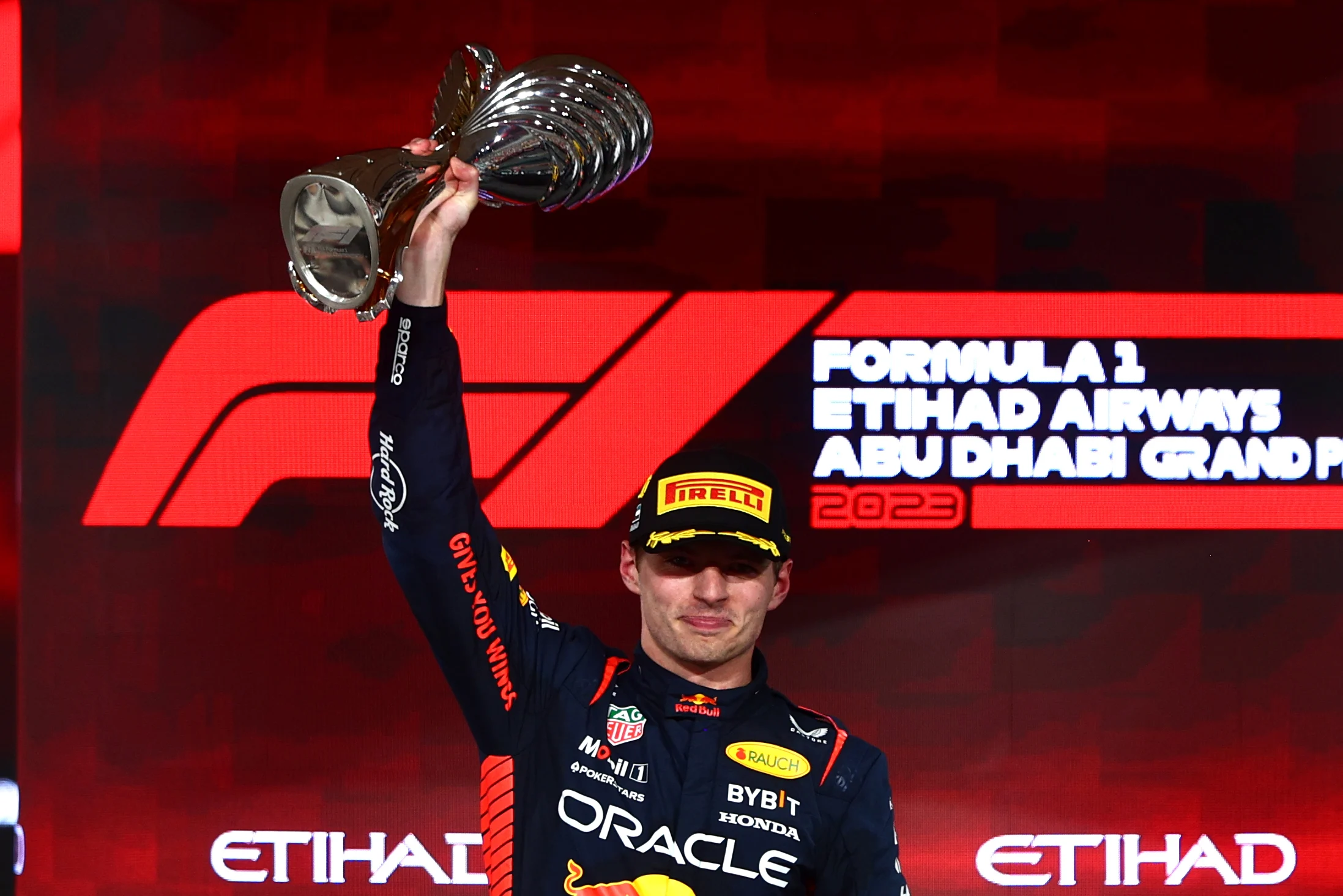 ABU DHABI, UNITED ARAB EMIRATES - NOVEMBER 26: Race winner Max Verstappen of the Netherlands and