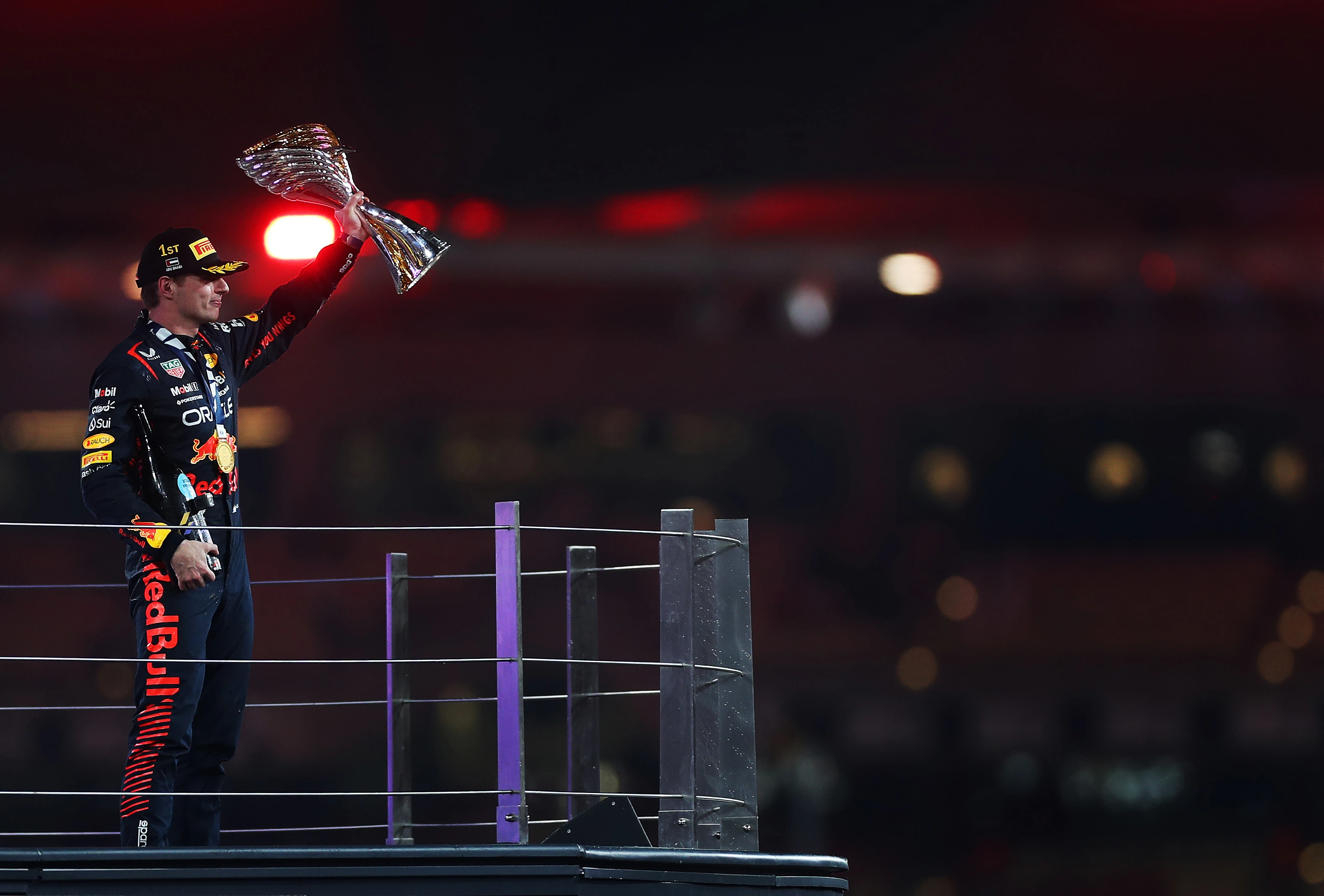 ABU DHABI, UNITED ARAB EMIRATES - NOVEMBER 26: Race winner Max Verstappen of the Netherlands and