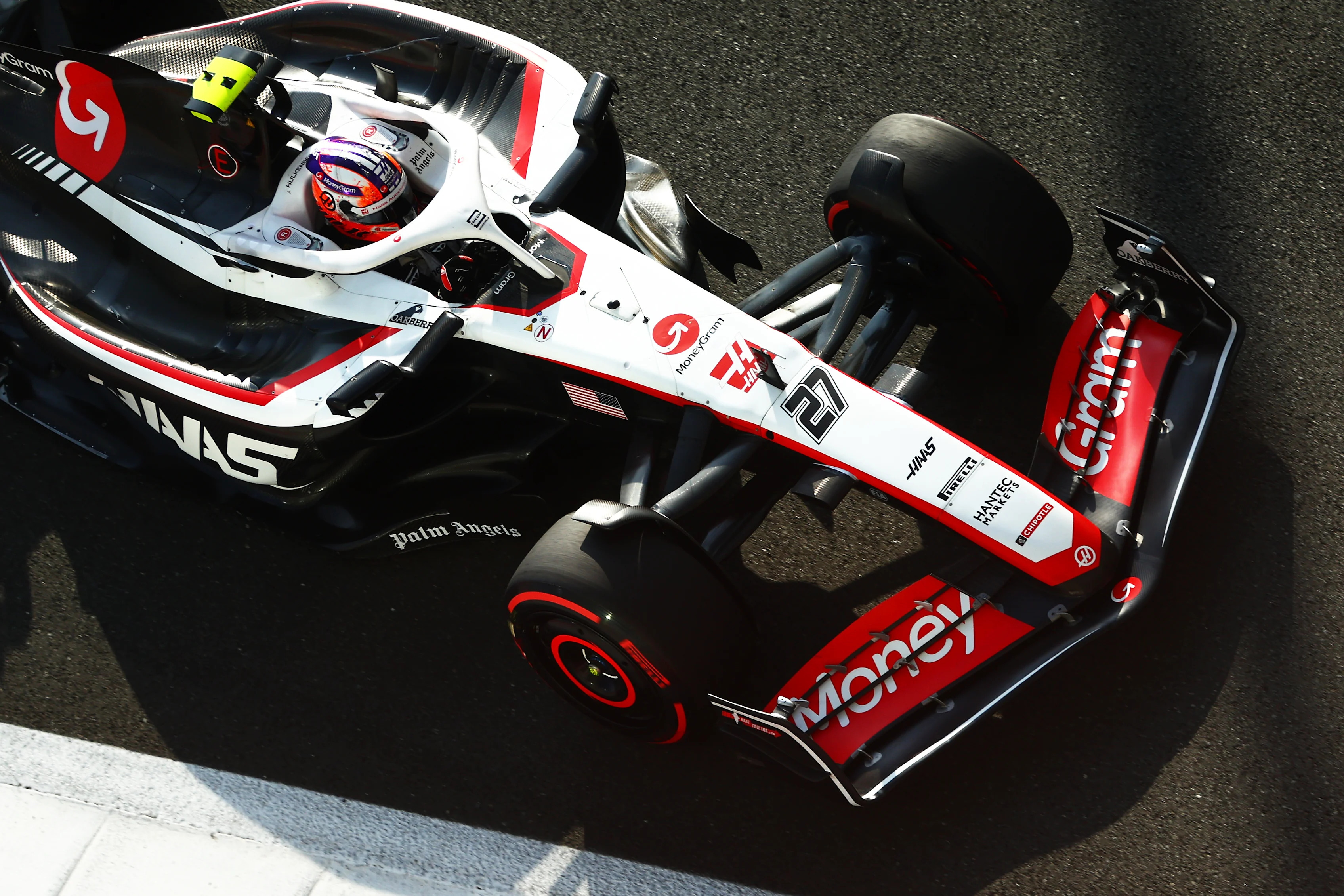 ABU DHABI, UNITED ARAB EMIRATES - NOVEMBER 25: Nico Hulkenberg of Germany driving the (27) Haas F1 VF-23 Ferrari on track during final practice ahead of the F1 Grand Prix of Abu Dhabi at Yas Marina Circuit on November 25, 2023 in Abu Dhabi, United Arab Emirates. (Photo by Clive Rose/Getty Images)