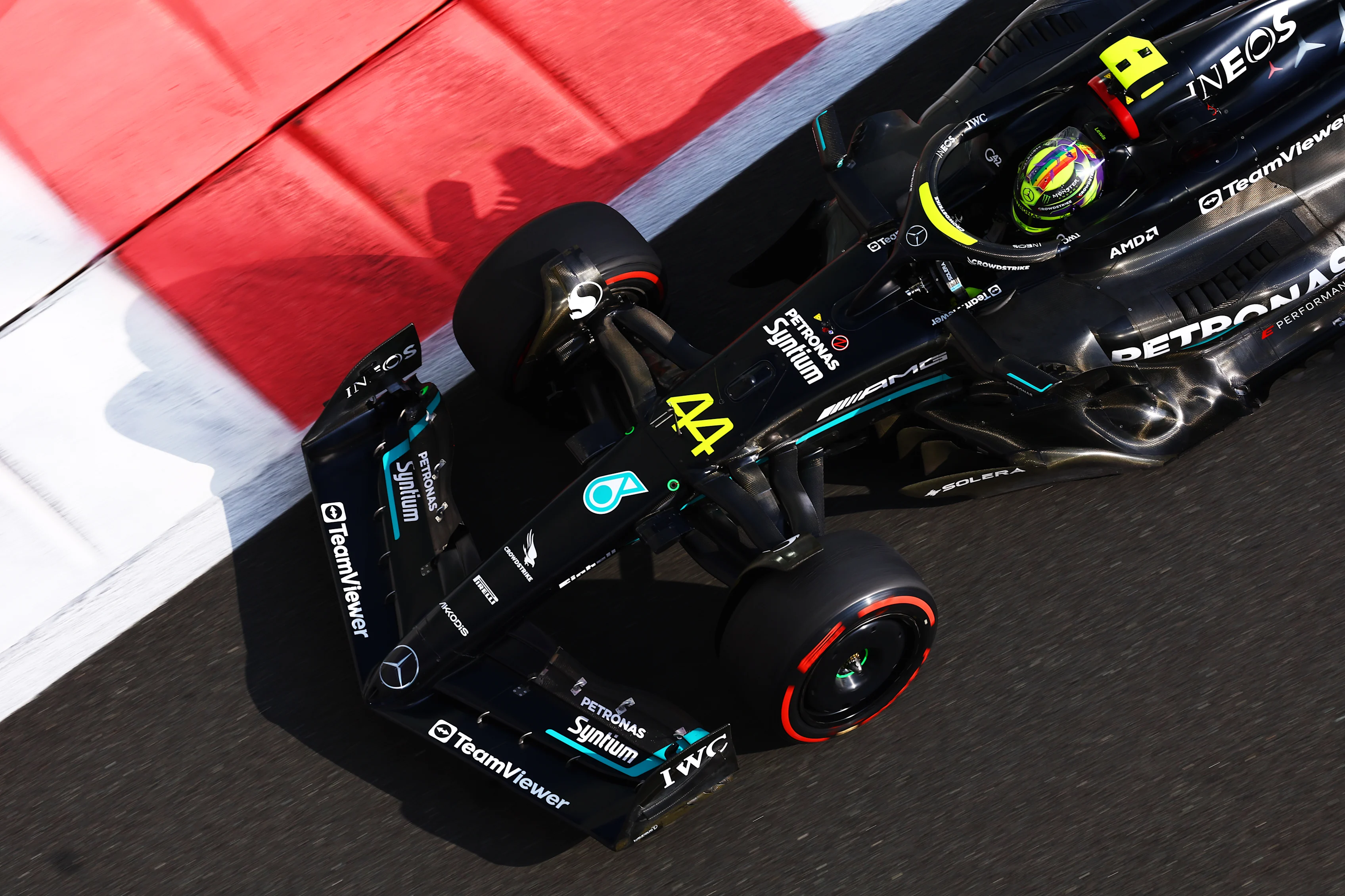 ABU DHABI, UNITED ARAB EMIRATES - NOVEMBER 25: Lewis Hamilton of Great Britain driving the (44)