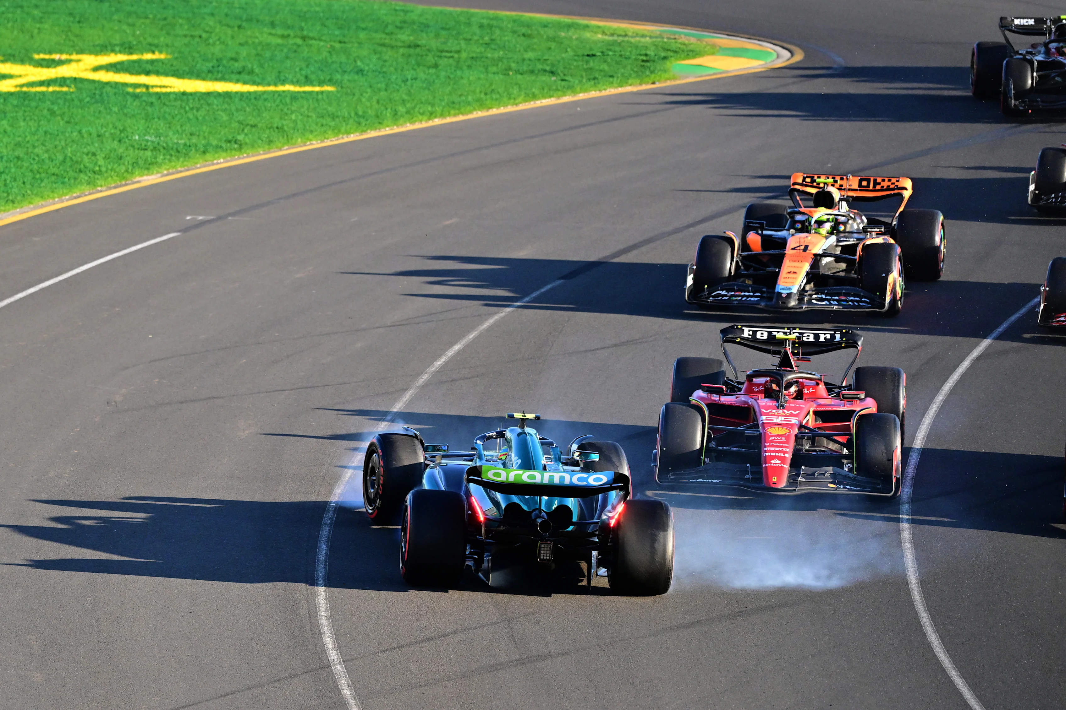 MELBOURNE, AUSTRALIA - APRIL 02: Fernando Alonso of Spain driving the (14) Aston Martin AMR23