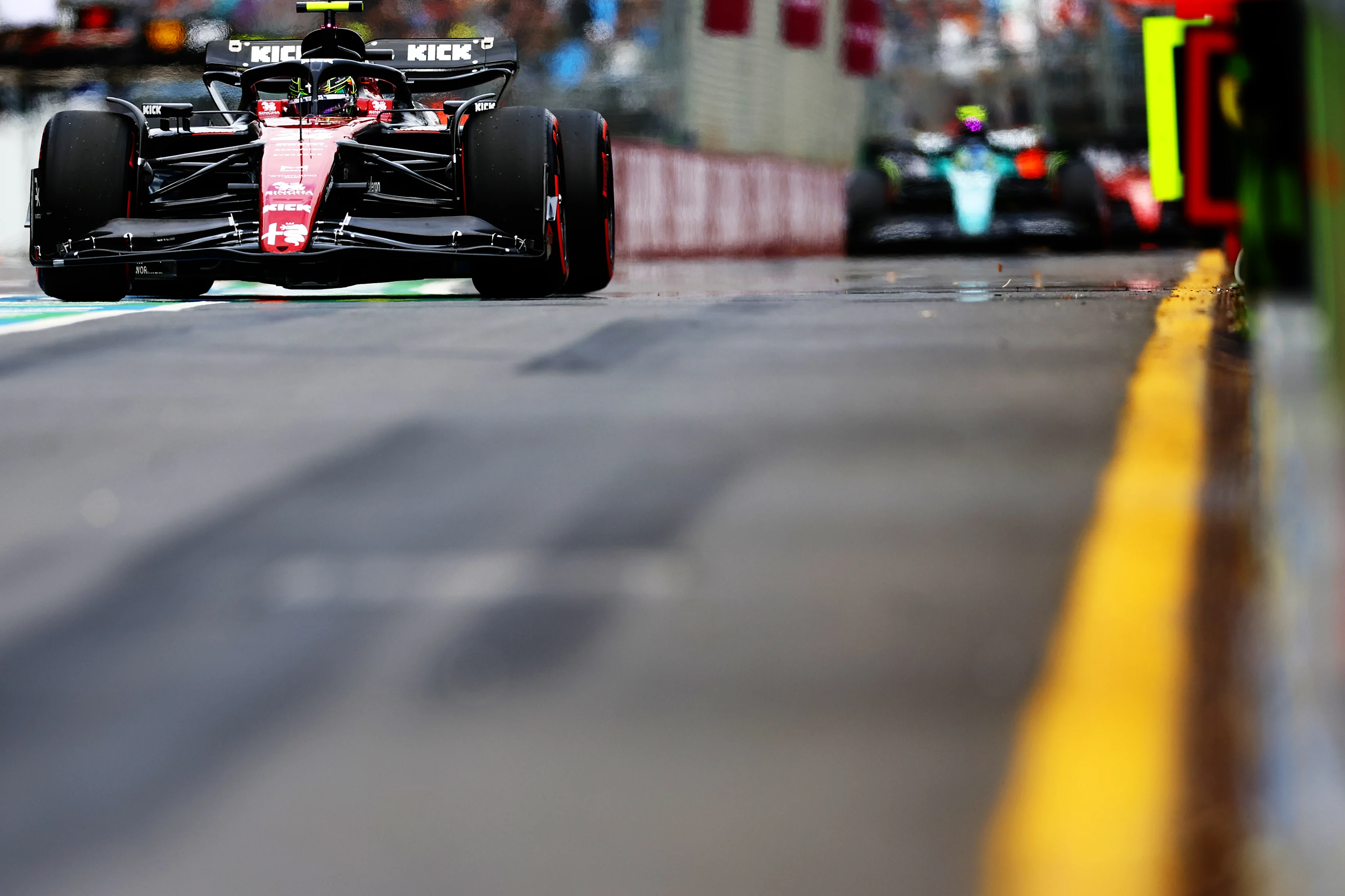 MELBOURNE, AUSTRALIA - APRIL 01: Zhou Guanyu of China driving the (24) Alfa Romeo F1 C43 Ferrari in