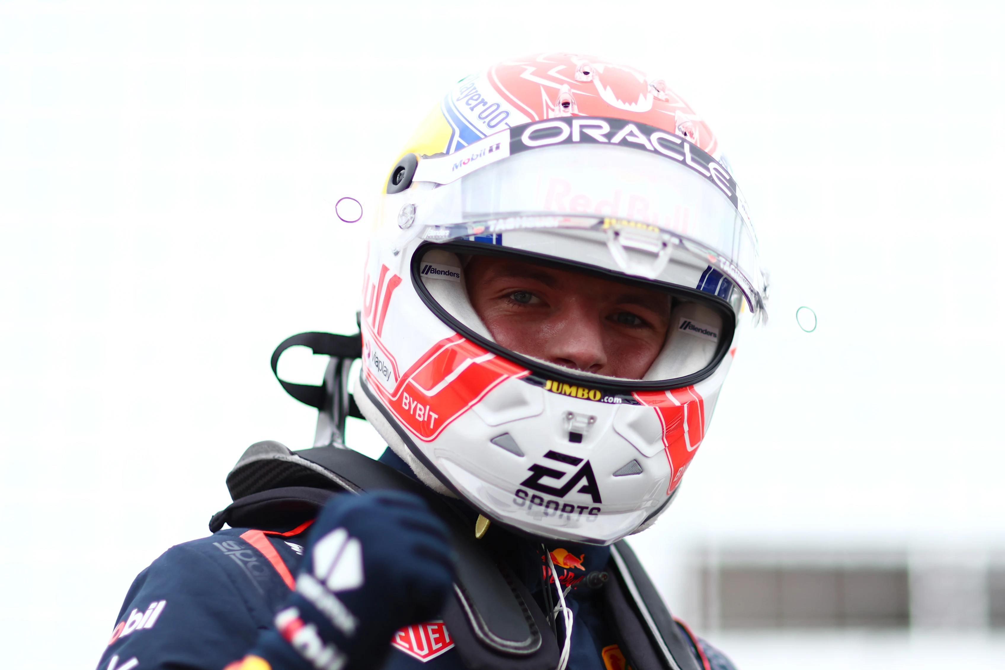 MELBOURNE, AUSTRALIA - APRIL 01: Pole position qualifier Max Verstappen of the Netherlands and Oracle Red Bull Racing celebrates in parc ferme during qualifying ahead of the F1 Grand Prix of Australia at Albert Park Grand Prix Circuit on April 01, 2023 in Melbourne, Australia. (Photo by Dan Istitene - Formula 1/Formula 1 via Getty Images)