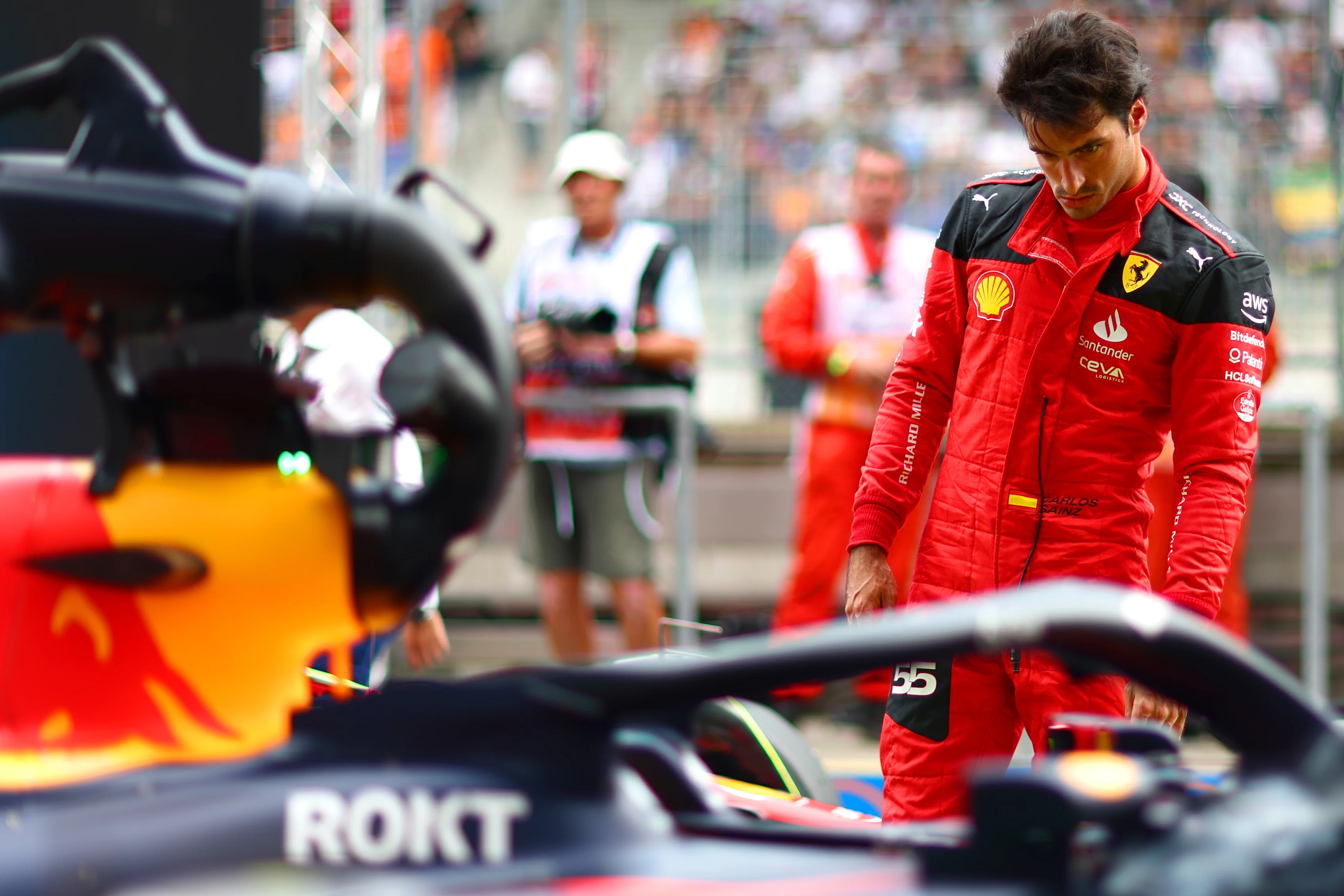 SPIELBERG, AUSTRIA - JUNE 30: Third placed qualifier Carlos Sainz of Spain and Ferrari looks atv