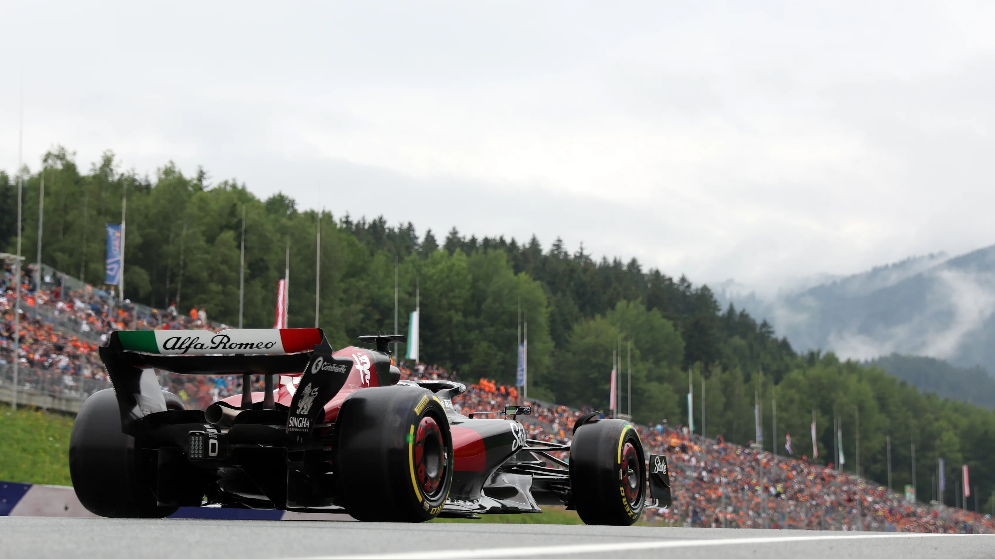 SPIELBERG, AUSTRIA - JULY 01: Valtteri Bottas of Finland driving the (77) Alfa Romeo F1 C43 Ferrari