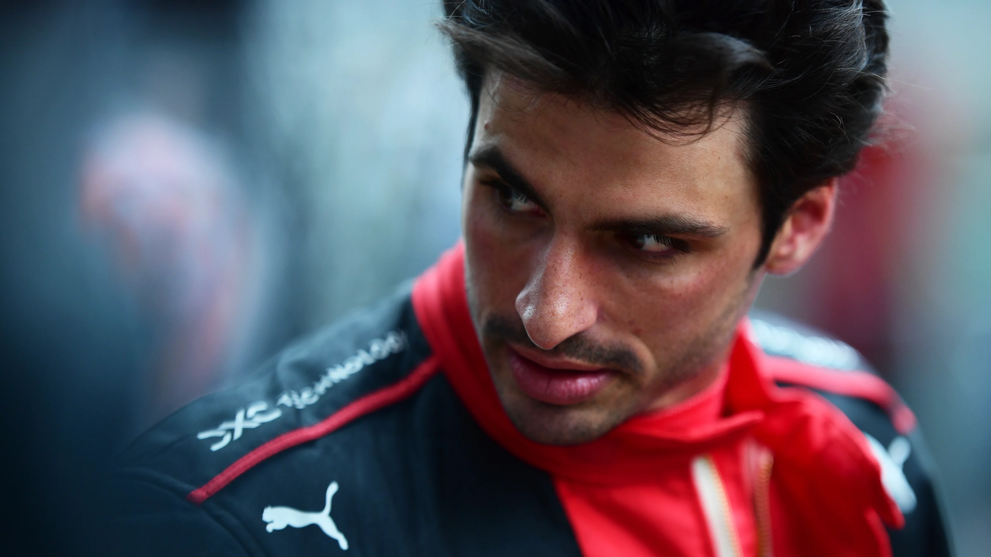 SPIELBERG, AUSTRIA - JULY 01: Third placed Carlos Sainz of Spain and Ferrari looks on in parc ferme