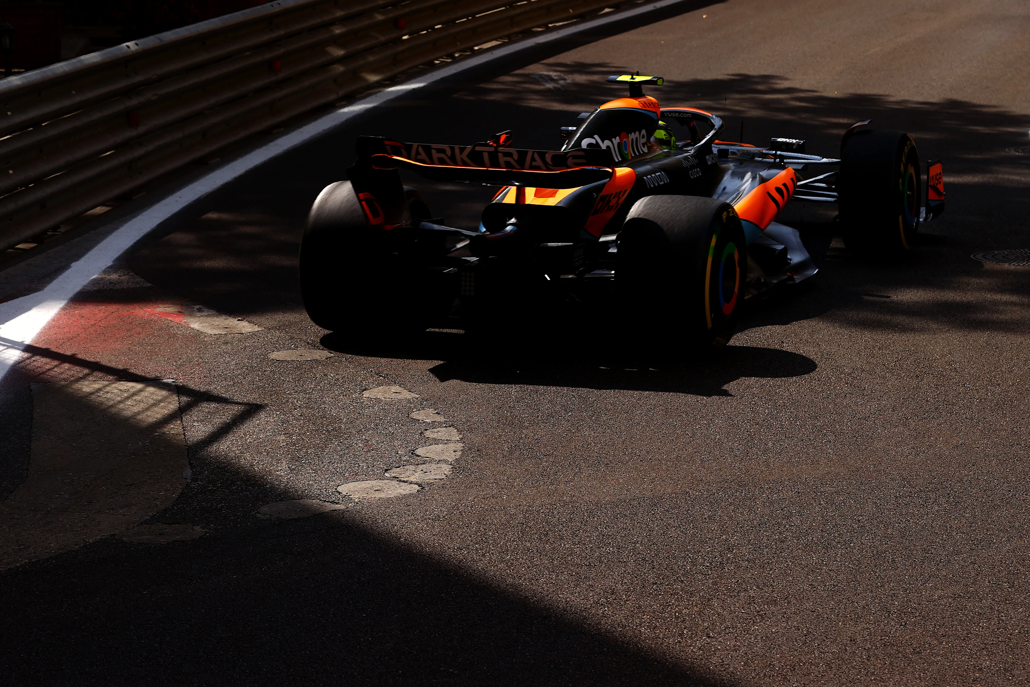 BAKU, AZERBAIJAN - APRIL 30: Lando Norris of Great Britain driving the (4) McLaren MCL60 Mercedes on track during the F1 Grand Prix of Azerbaijan at Baku City Circuit on April 30, 2023 in Baku, Azerbaijan. (Photo by Alex Pantling/Getty Images)
