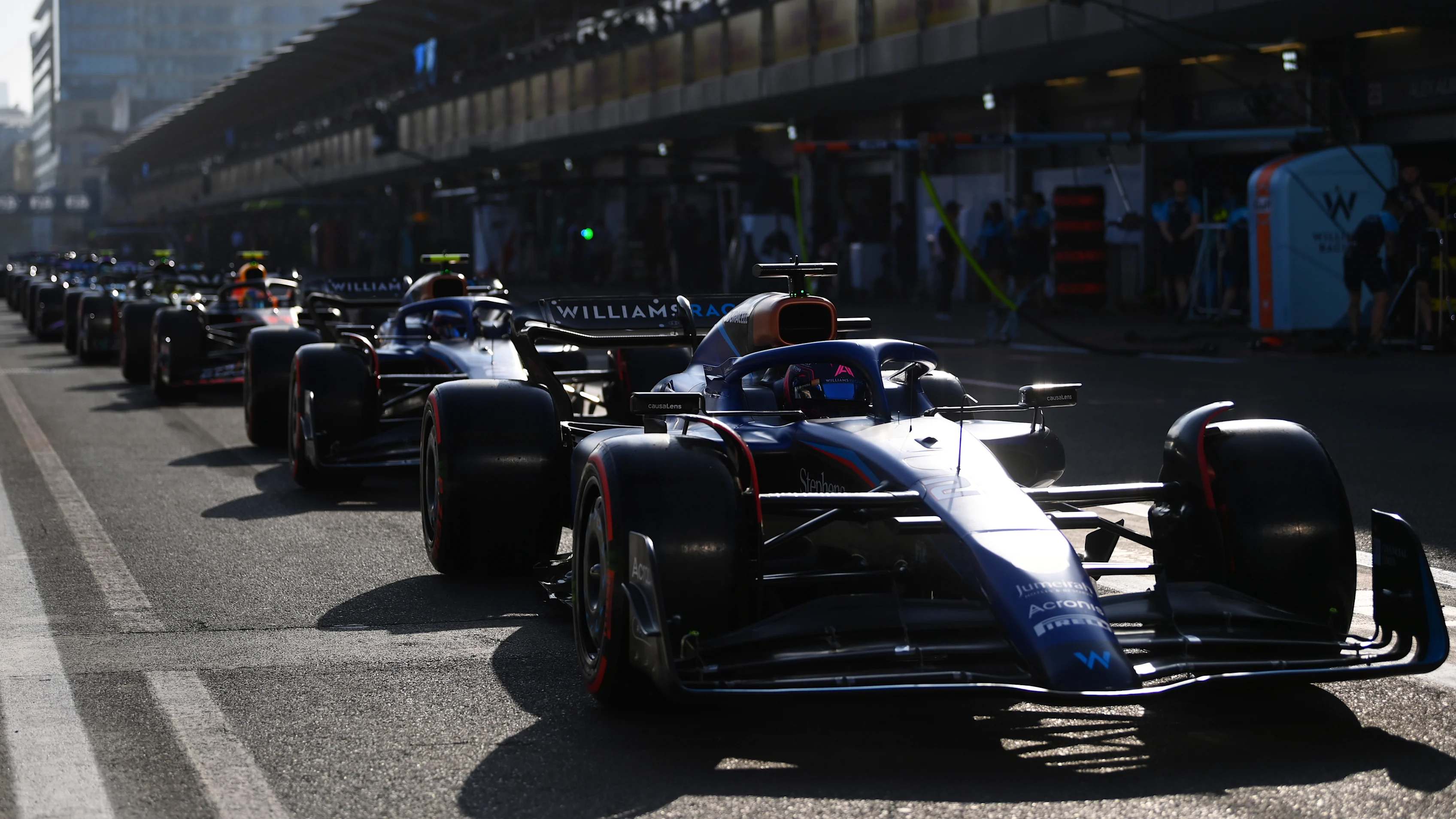 BAKU, AZERBAIJAN - APRIL 28: Alexander Albon of Thailand driving the (23) Williams FW45 Mercedes