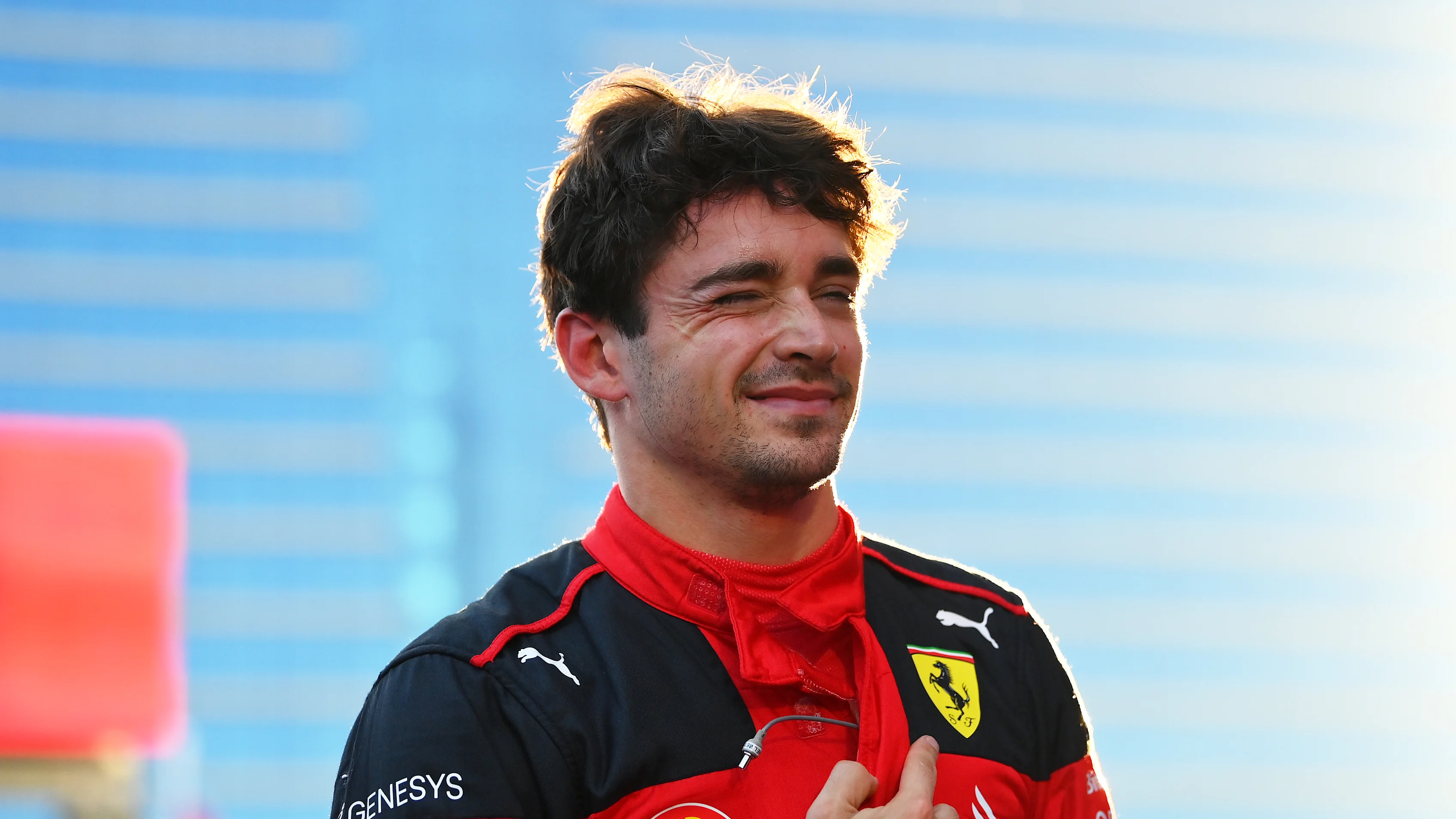 BAKU, AZERBAIJAN - APRIL 28: Pole position qualifier Charles Leclerc of Monaco and Ferrari