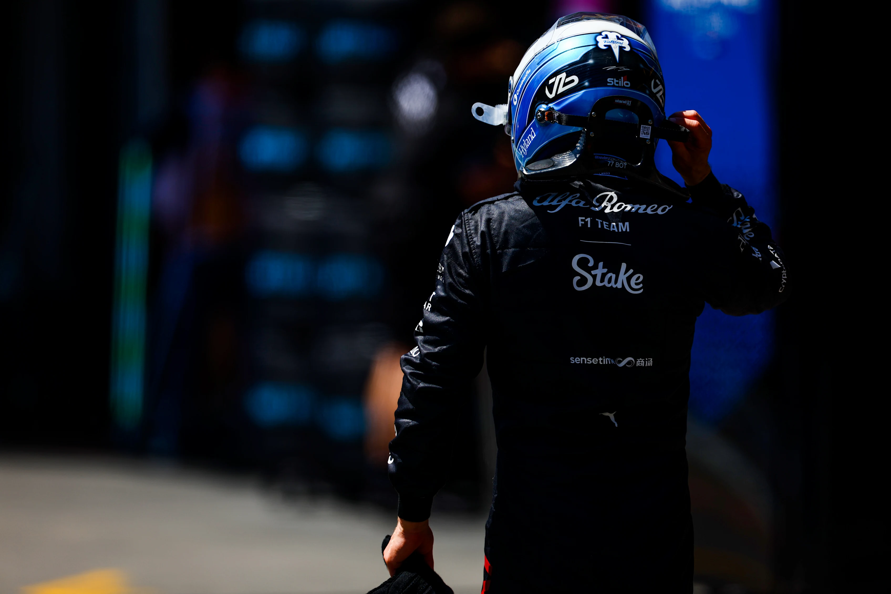 BAKU, AZERBAIJAN - APRIL 29: 17th placed qualifier Valtteri Bottas of Finland and Alfa Romeo F1 walks in the Pitlane during the Sprint Shootout ahead of the F1 Grand Prix of Azerbaijan at Baku City Circuit on April 29, 2023 in Baku, Azerbaijan. (Photo by Mark Thompson/Getty Images)