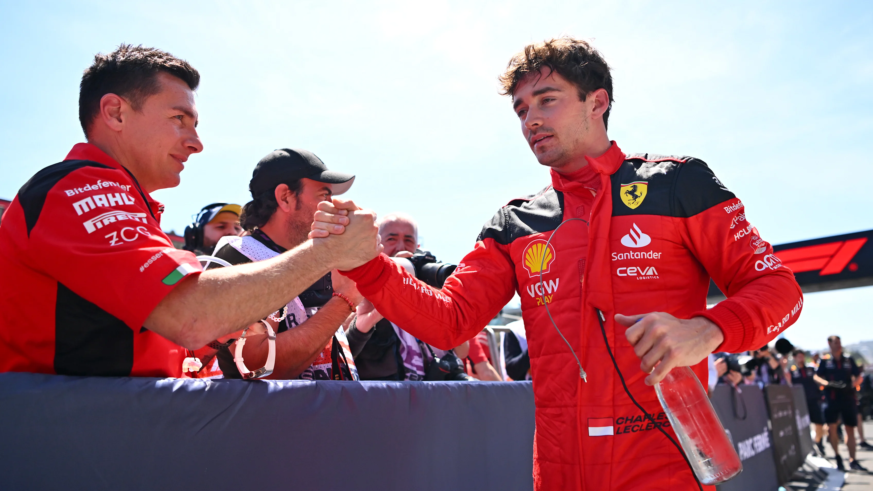 BAKU, AZERBAIJAN - APRIL 29: Pole position qualifier Charles Leclerc of Monaco and Ferrari