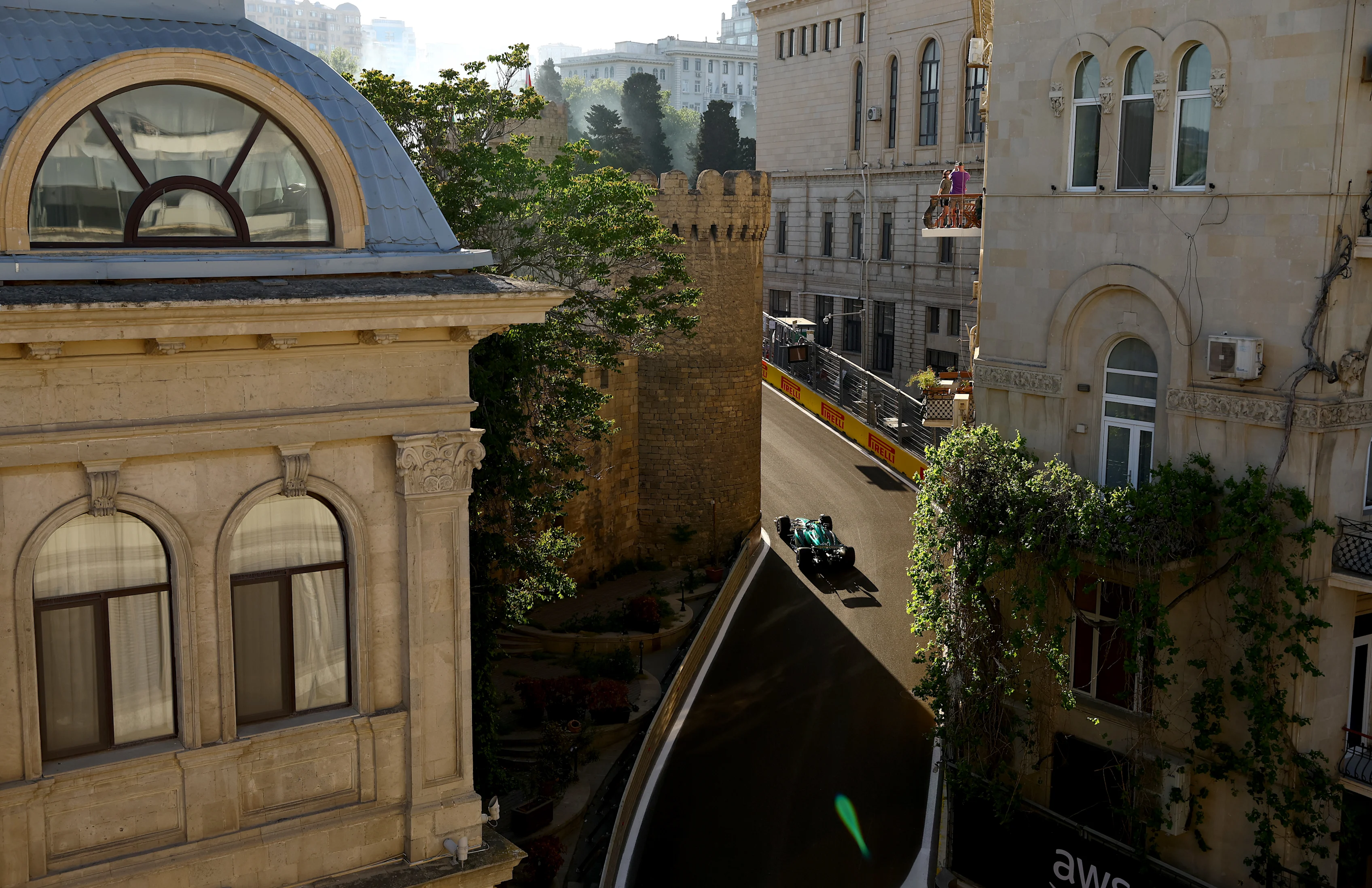 BAKU, AZERBAIJAN - APRIL 29: Fernando Alonso of Spain driving the (14) Aston Martin AMR23 Mercedes on track during the Sprint ahead of the F1 Grand Prix of Azerbaijan at Baku City Circuit on April 29, 2023 in Baku, Azerbaijan. (Photo by Francois Nel/Getty Images)
