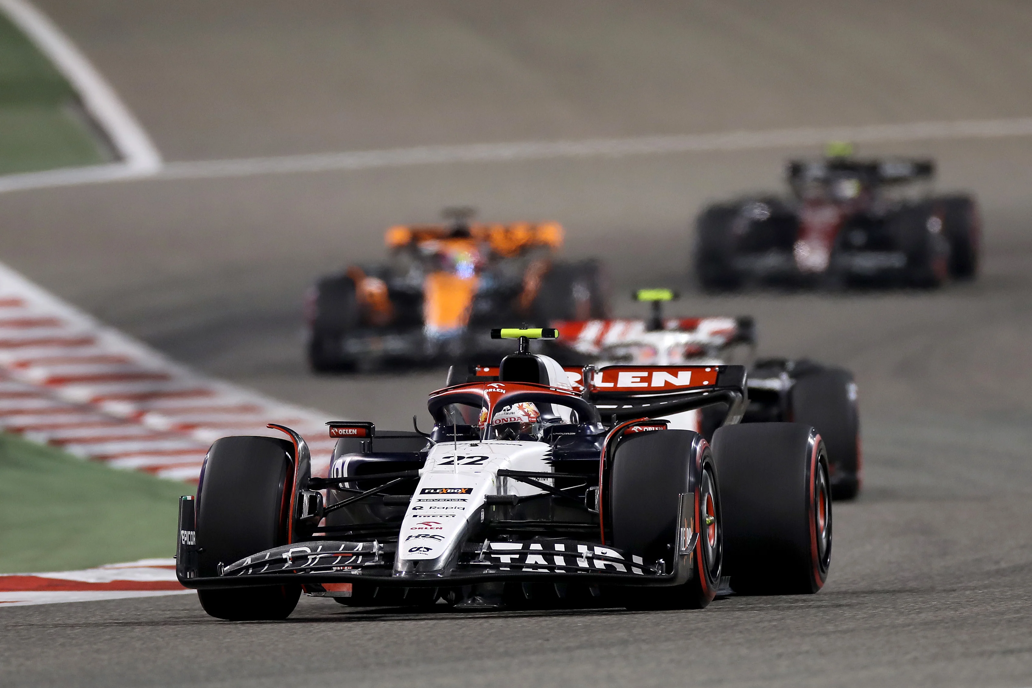 BAHRAIN, BAHRAIN - MARCH 05: Yuki Tsunoda of Japan driving the (22) Scuderia AlphaTauri AT04 on