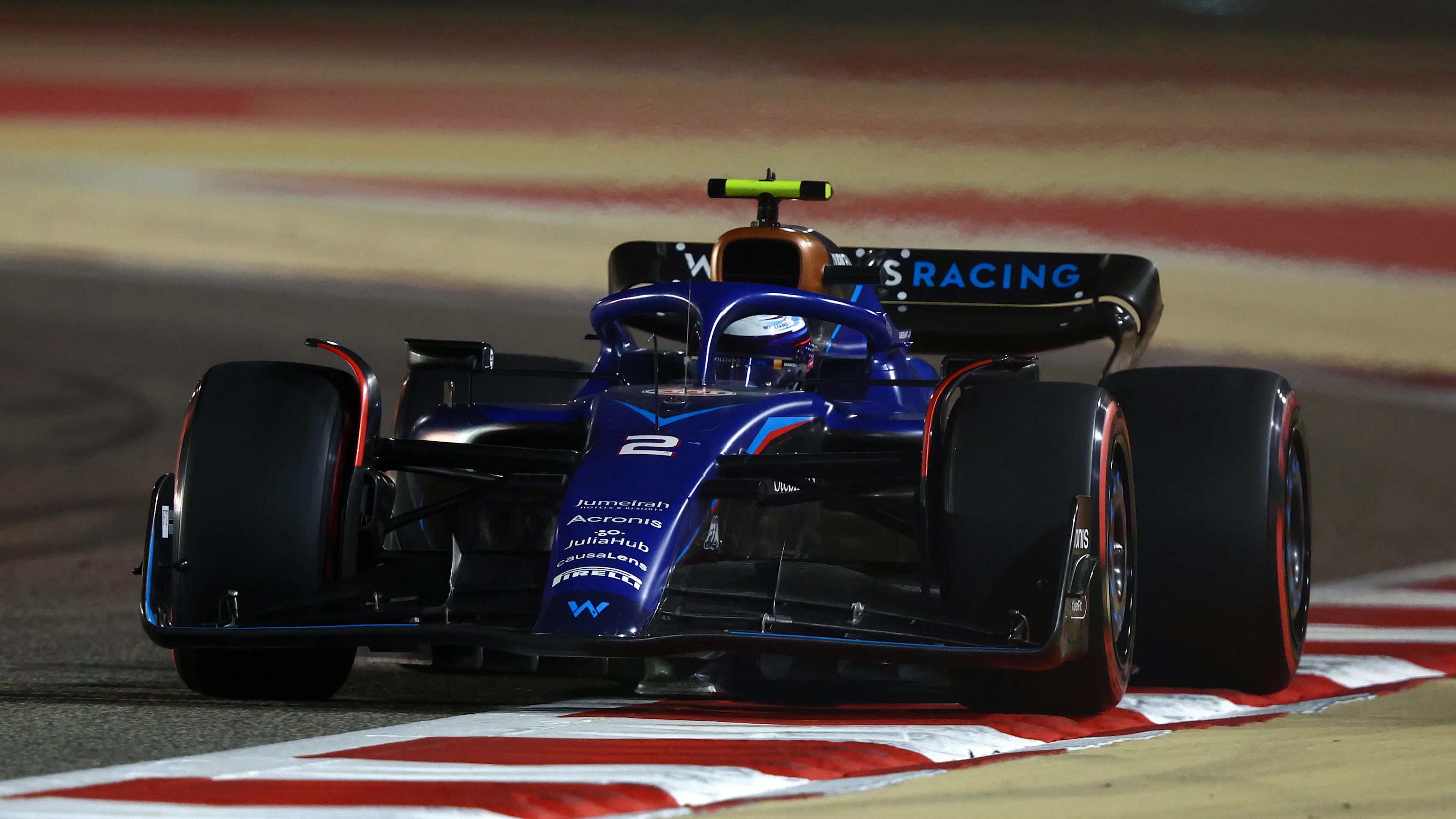 BAHRAIN, BAHRAIN - MARCH 05: Logan Sargeant of United States driving the (2) Williams FW45 Mercedes