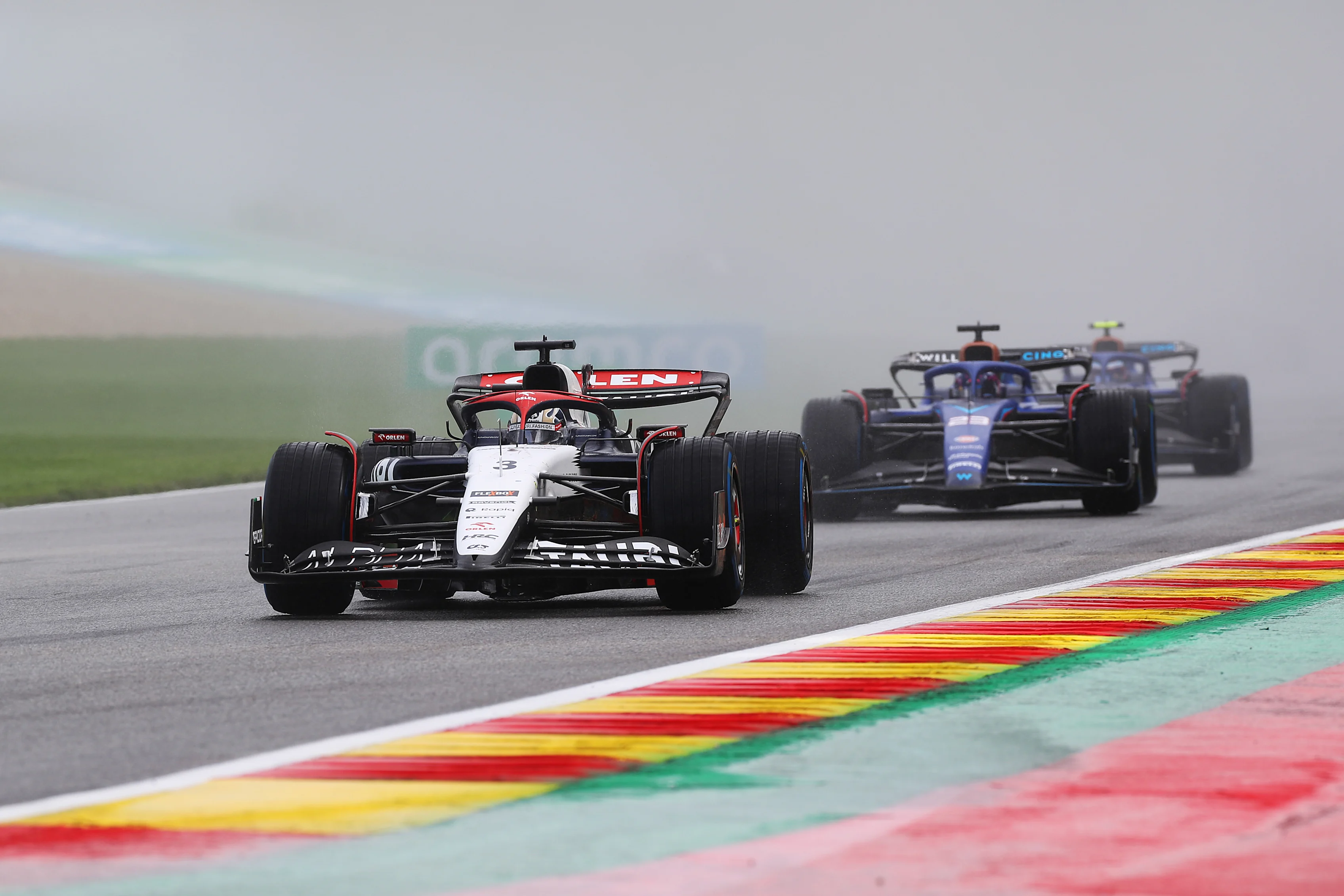 SPA, BELGIUM - JULY 29: Daniel Ricciardo of Australia driving the (3) Scuderia AlphaTauri AT04 on track during the Sprint ahead of the F1 Grand Prix of Belgium at Circuit de Spa-Francorchamps on July 29, 2023 in Spa, Belgium. (Photo by Peter Fox/Getty Images)