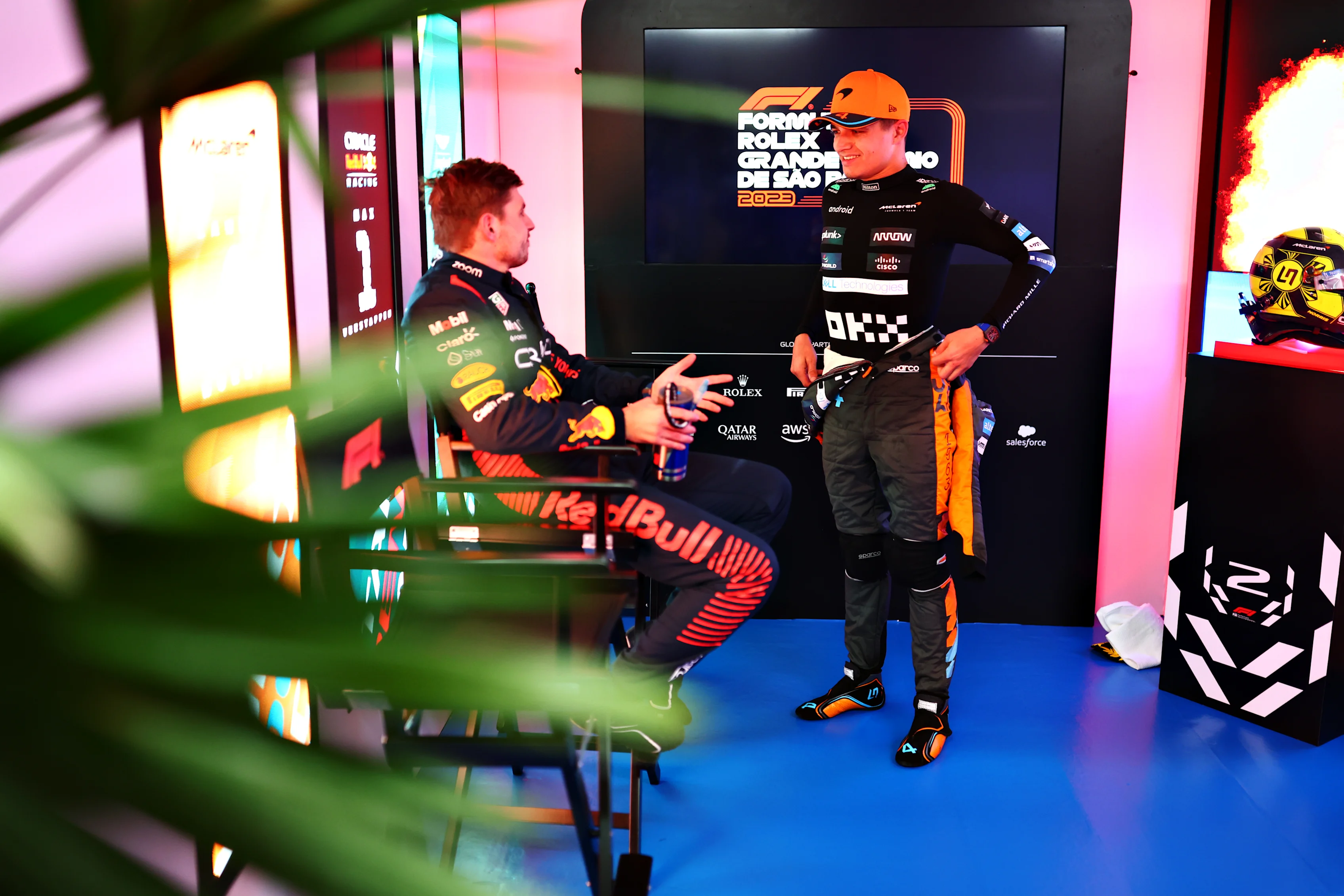 SAO PAULO, BRAZIL - NOVEMBER 05: Race winner Max Verstappen of the Netherlands and Oracle Red Bull