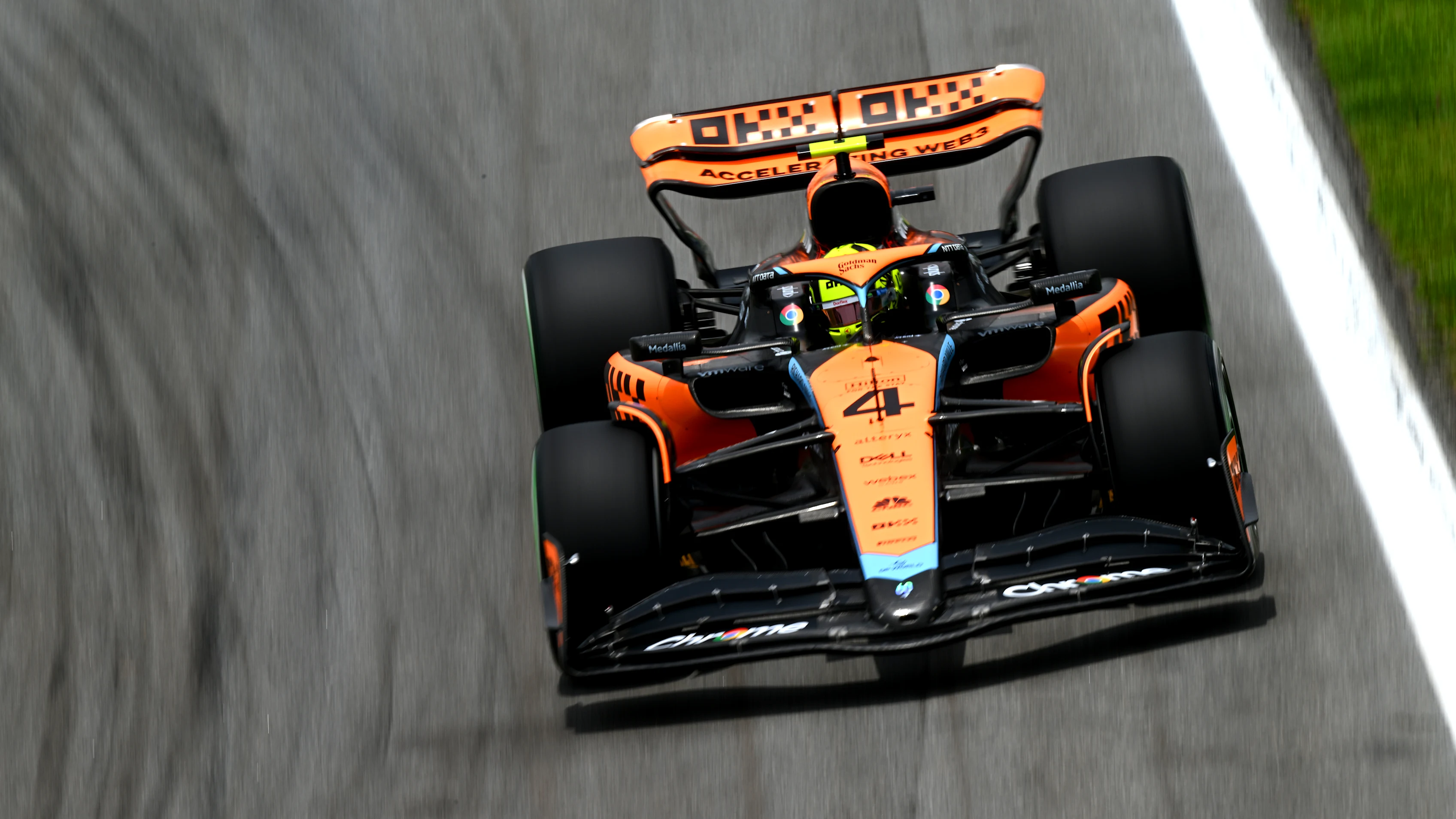 SAO PAULO, BRAZIL - NOVEMBER 03: Lando Norris of Great Britain driving the (4) McLaren MCL60