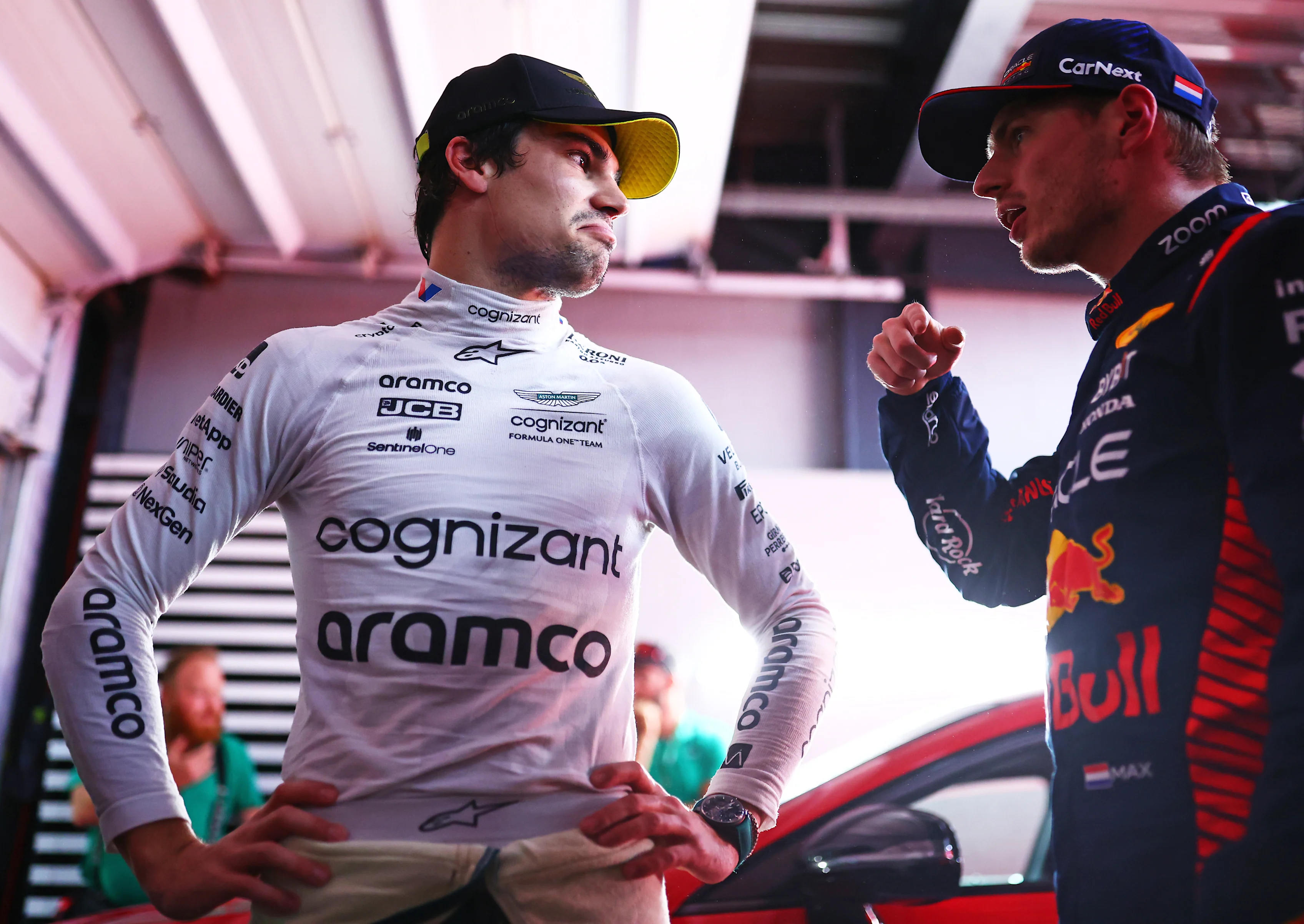 SAO PAULO, BRAZIL - NOVEMBER 03: Pole position qualifier Max Verstappen of the Netherlands and