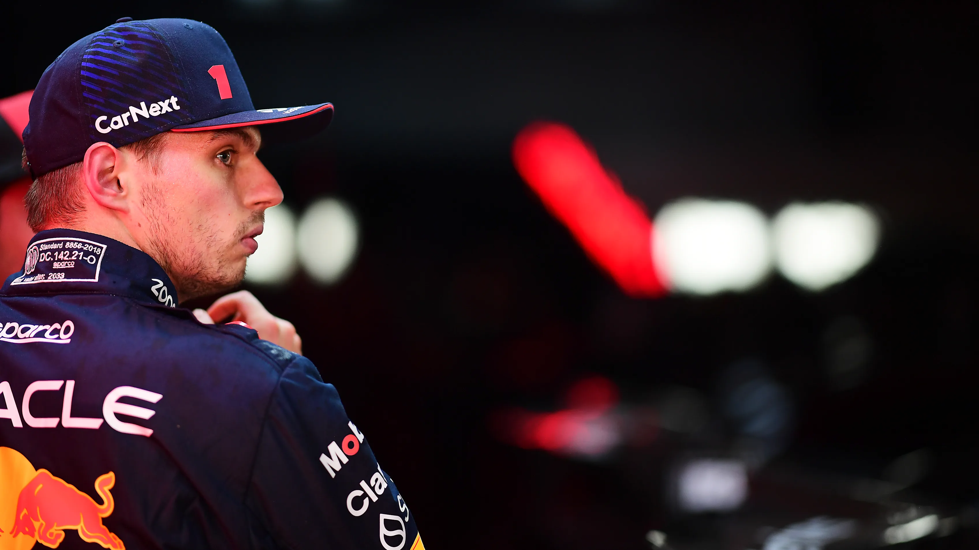 SAO PAULO, BRAZIL - NOVEMBER 03: Pole position qualifier Max Verstappen of the Netherlands and
