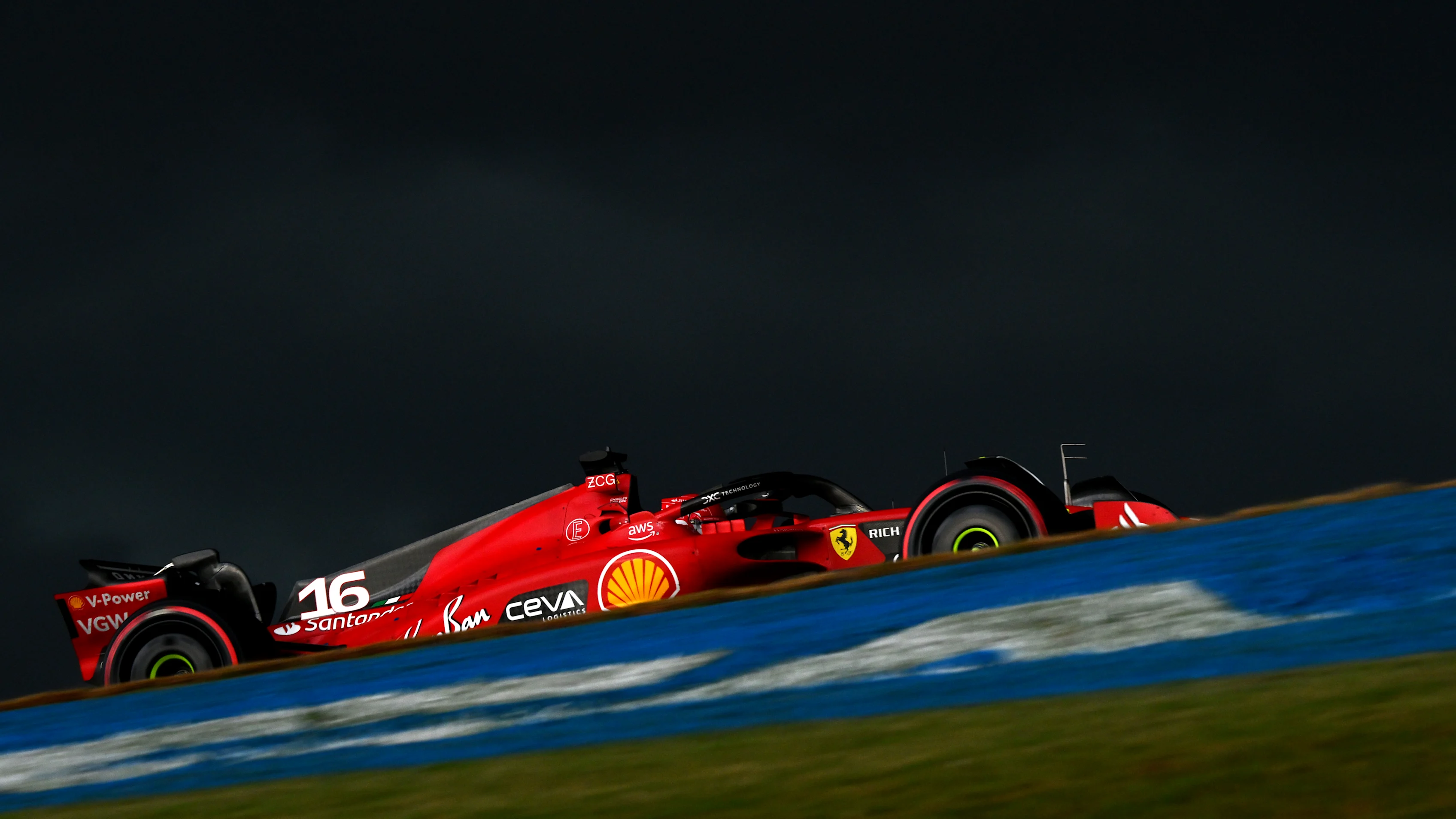 SAO PAULO, BRAZIL - NOVEMBER 03: Charles Leclerc of Monaco driving the (16) Ferrari SF-23 on track during qualifying ahead of the F1 Grand Prix of Brazil at Autodromo Jose Carlos Pace on November 03, 2023 in Sao Paulo, Brazil. (Photo by Clive Mason - Formula 1/Formula 1 via Getty Images)