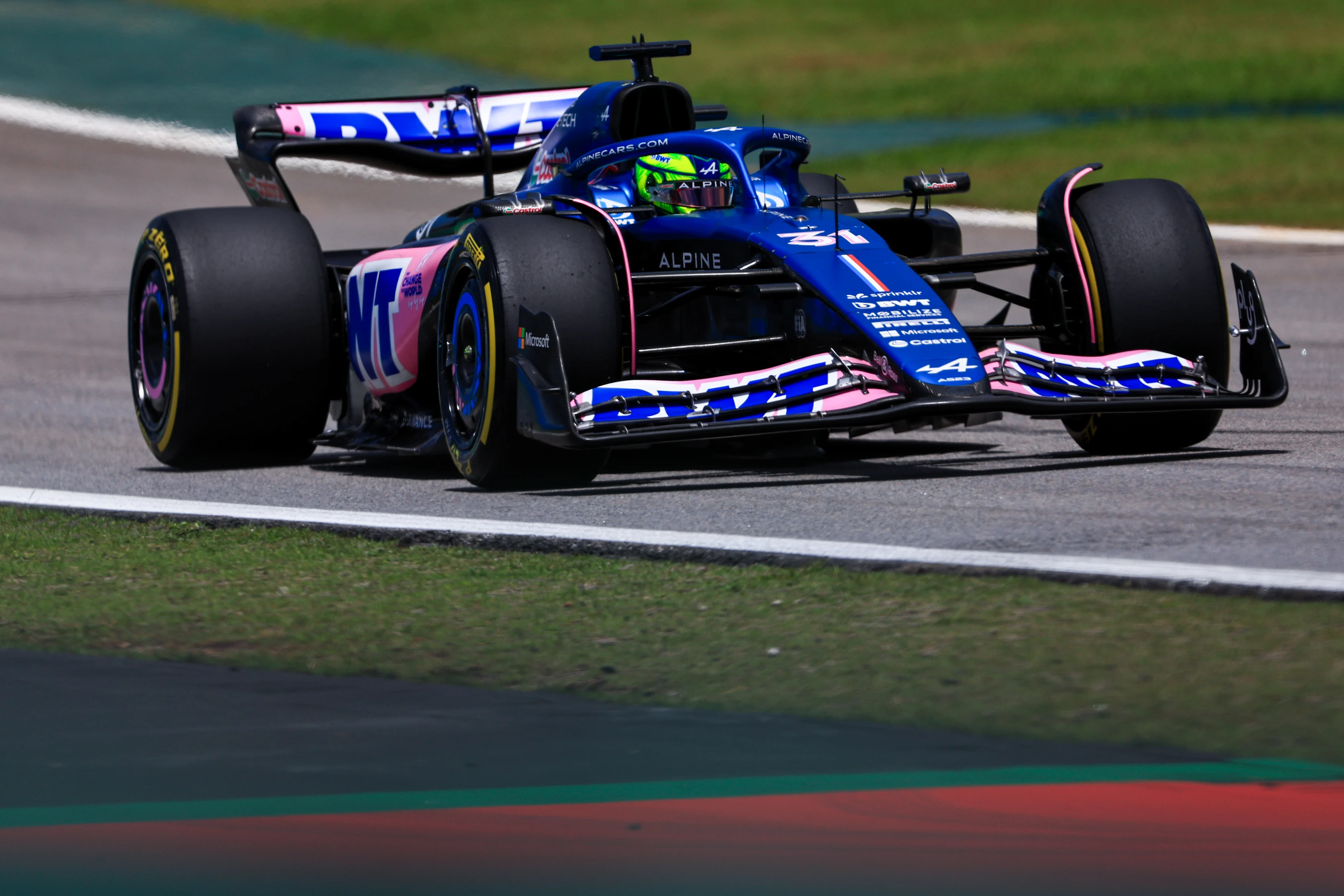 SAO PAULO, BRAZIL - NOVEMBER 04: Esteban Ocon of France driving the (31) Alpine F1 A523 Renault on track during the Sprint Shootout ahead of the F1 Grand Prix of Brazil at Autodromo Jose Carlos Pace on November 04, 2023 in Sao Paulo, Brazil. (Photo by Buda Mendes/Getty Images)