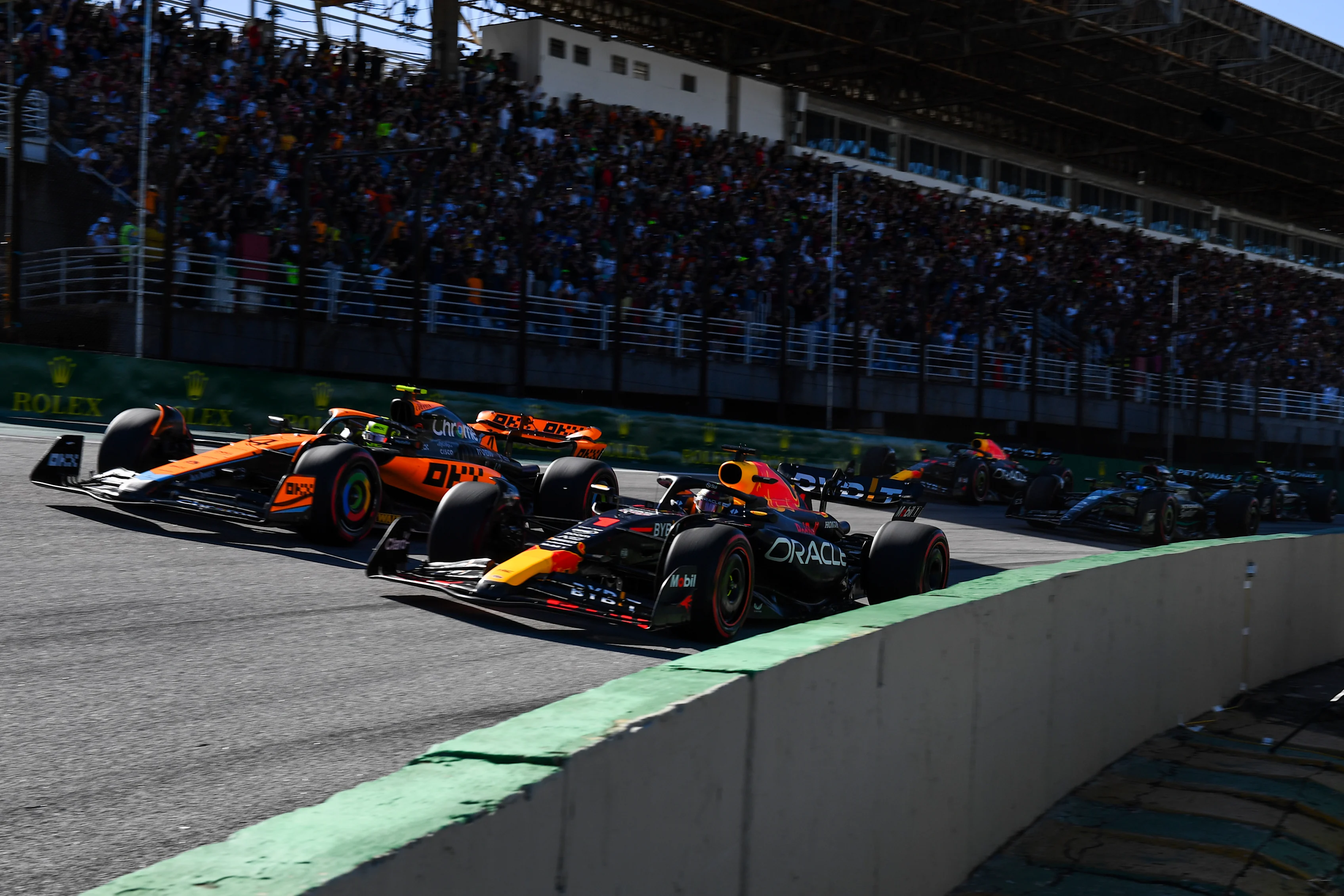 SAO PAULO, BRAZIL - NOVEMBER 04: Lando Norris of Great Britain driving the (4) McLaren MCL60