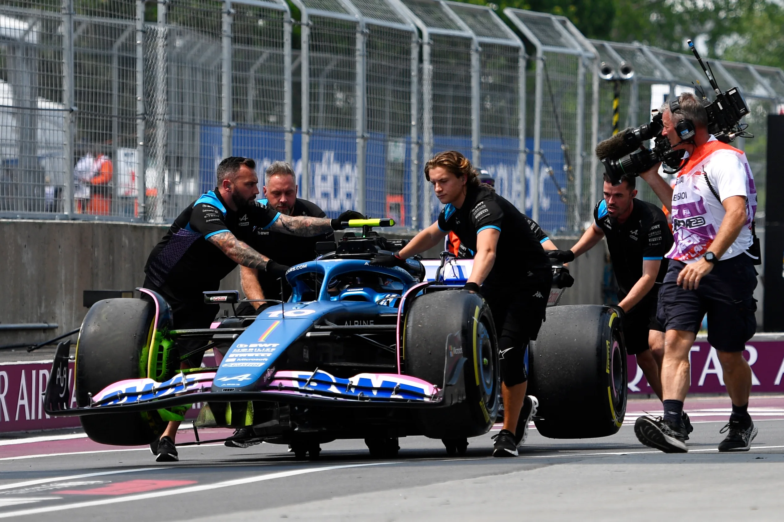 MONTREAL, QUEBEC - JUNE 16: The car of Pierre Gasly of France and Alpine F1 is recovered to the