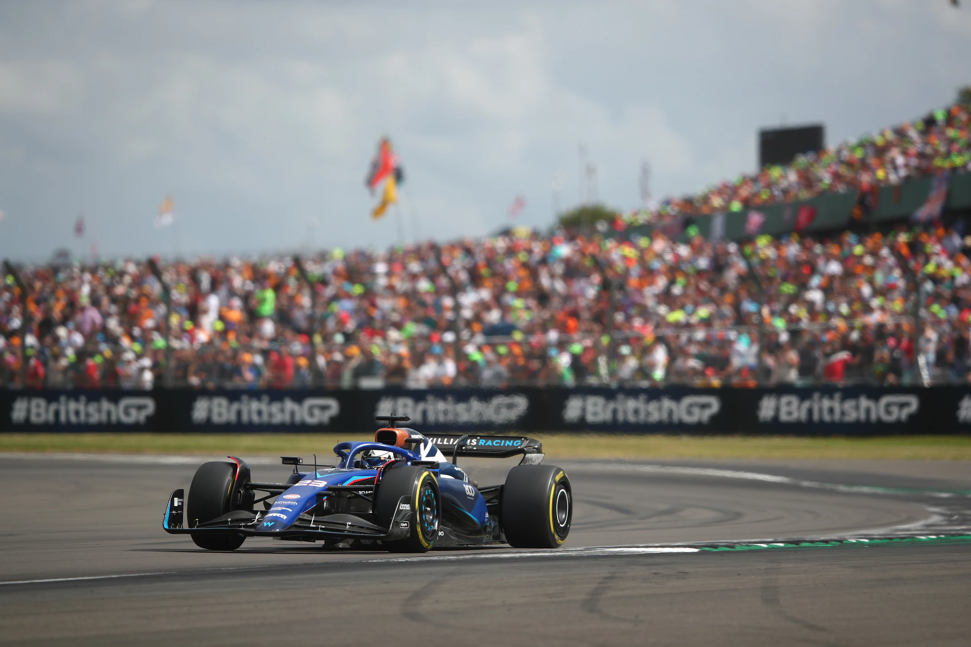 NORTHAMPTON, ENGLAND - JULY 09: Alexander Albon of Thailand driving the (23) Williams FW45 Mercedes