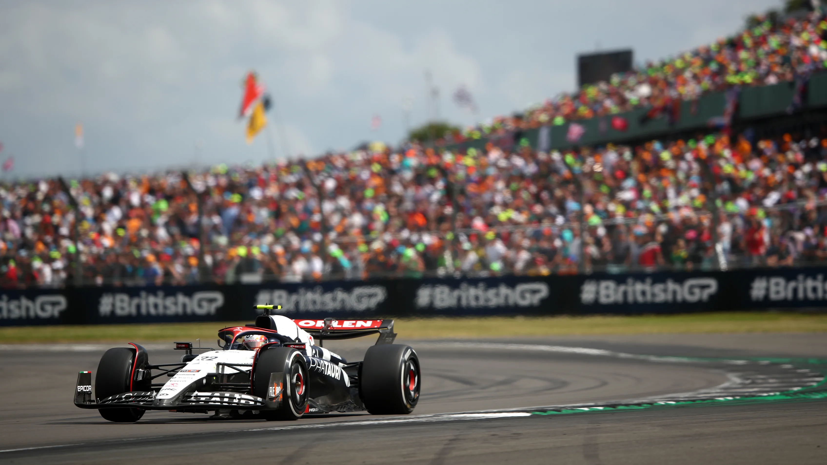 NORTHAMPTON, ENGLAND - JULY 09: Yuki Tsunoda of Japan driving the (22) Scuderia AlphaTauri AT04 on