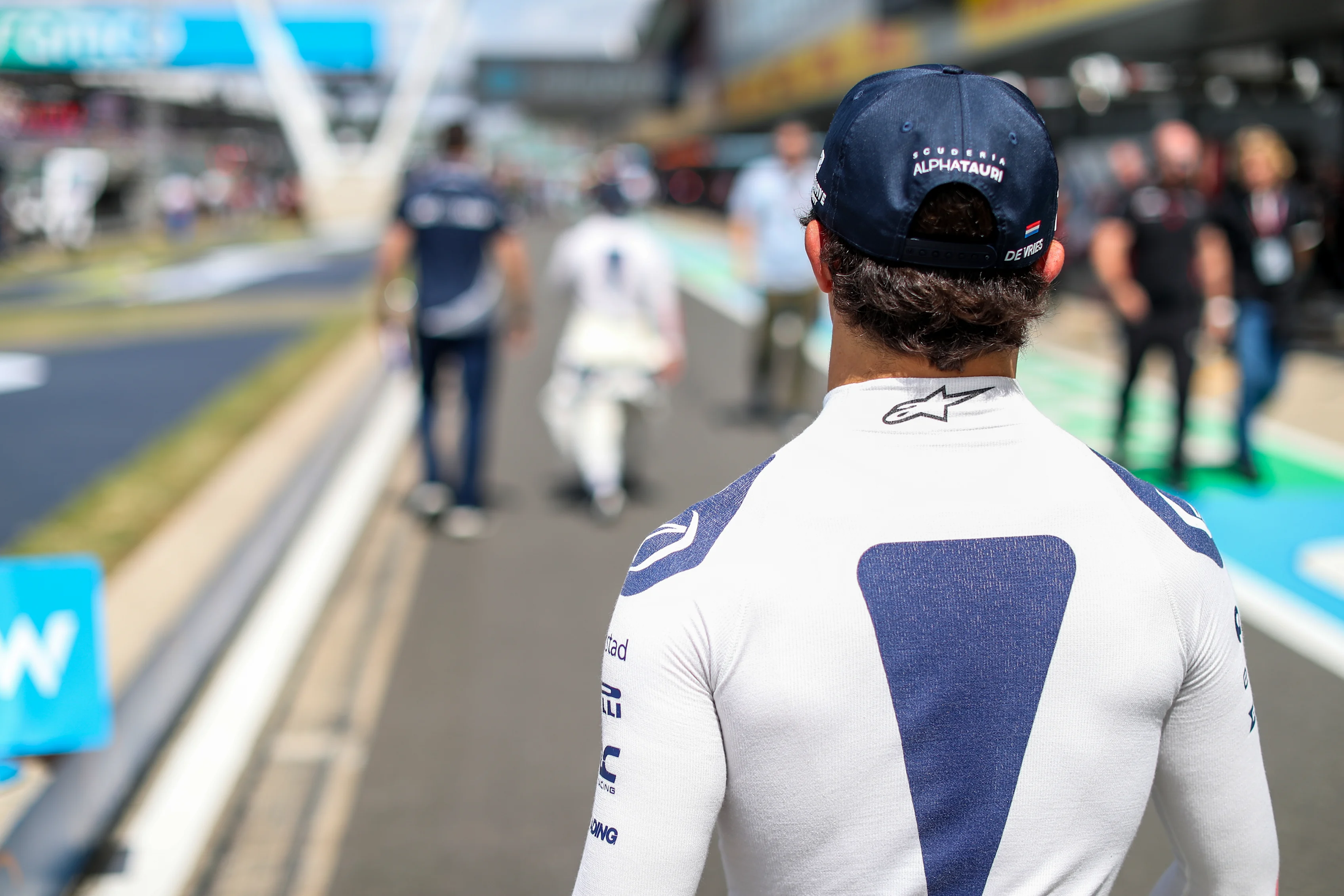 NORTHAMPTON, ENGLAND - JULY 09: Nyck de Vries of Scuderia AlphaTauri and The Netherlands  during