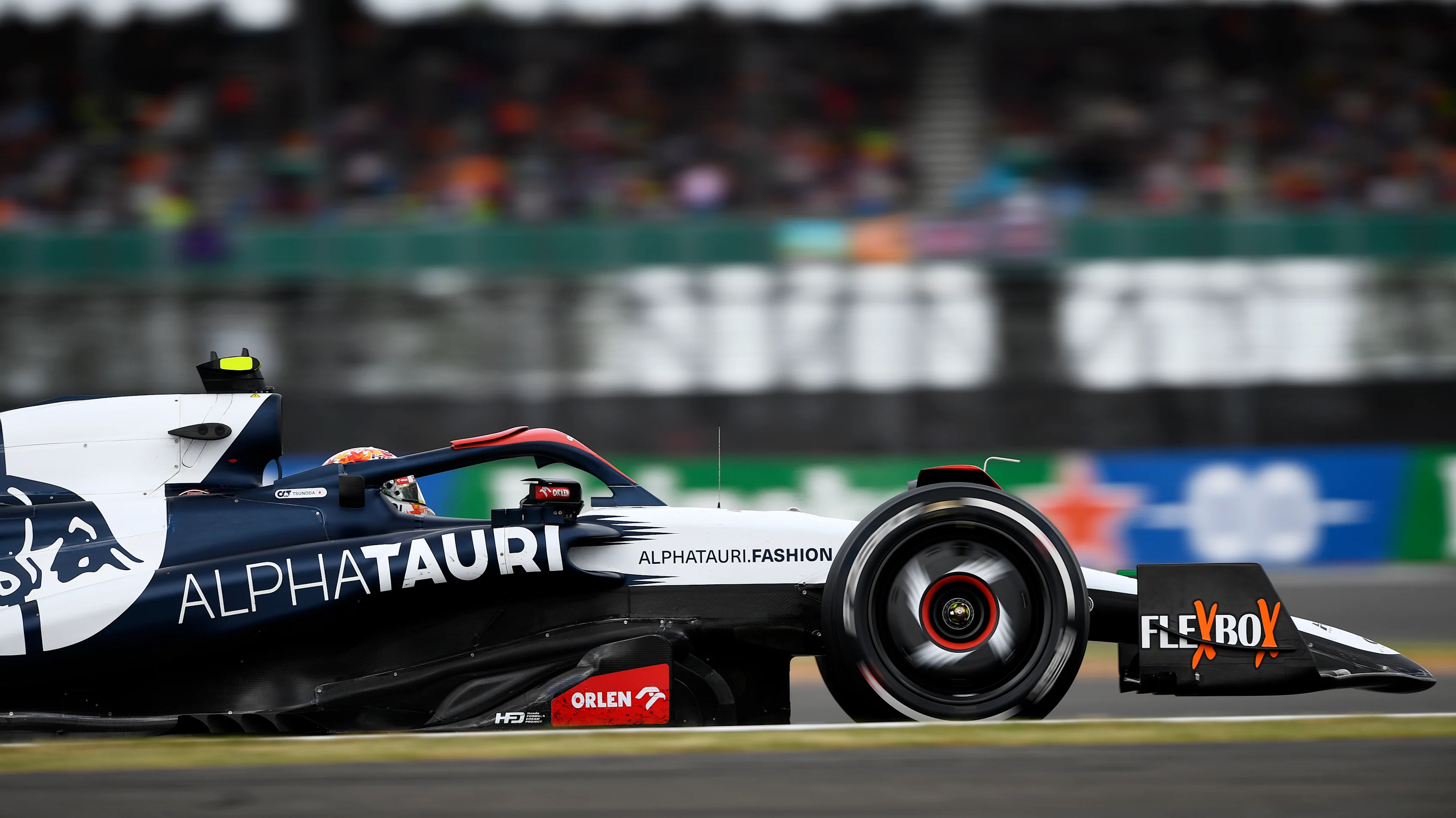 NORTHAMPTON, ENGLAND - JULY 09: Yuki Tsunoda of Japan driving the (22) Scuderia AlphaTauri AT04 on