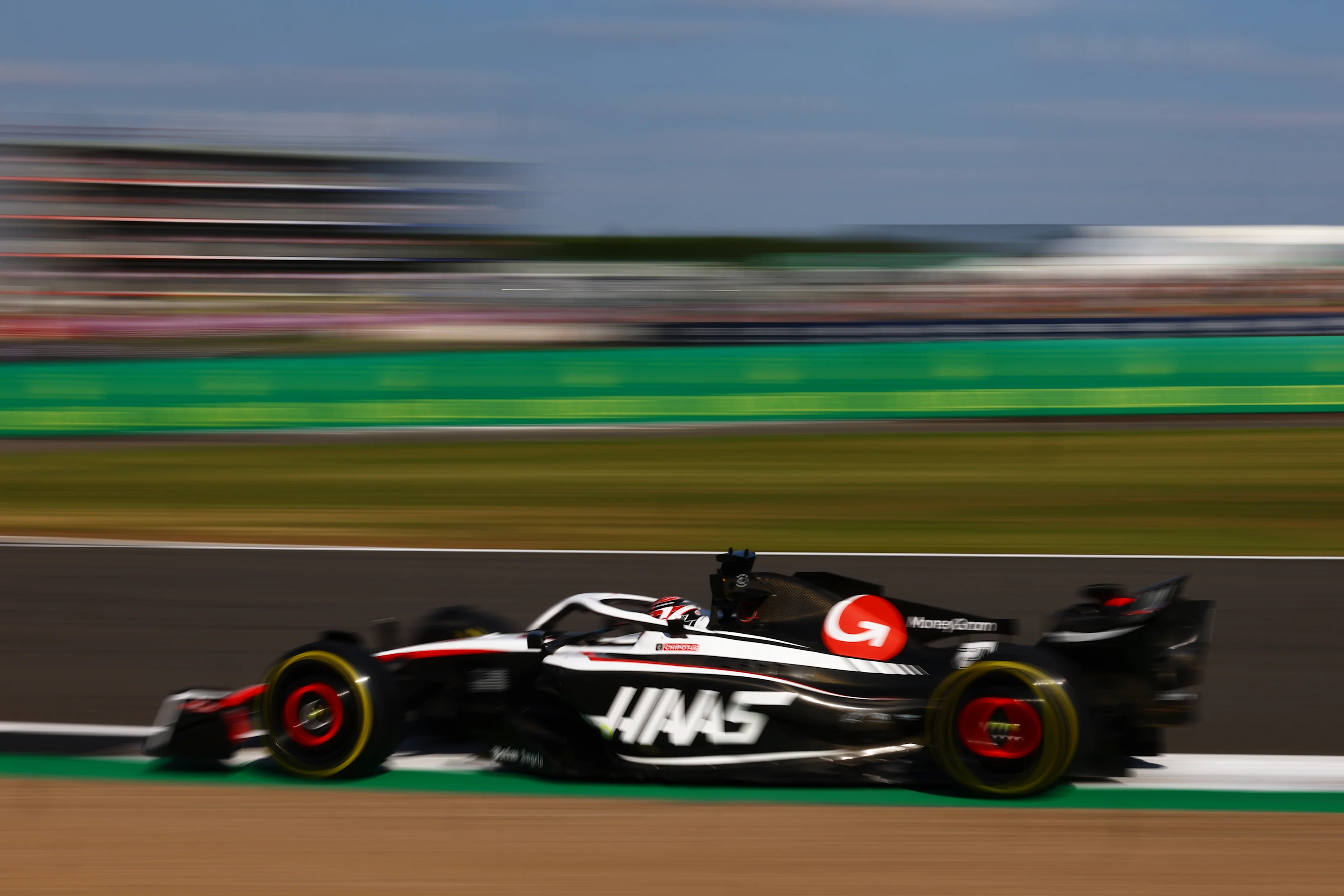 NORTHAMPTON, ENGLAND - JULY 07: Kevin Magnussen of Denmark driving the (20) Haas F1 VF-23 Ferrari