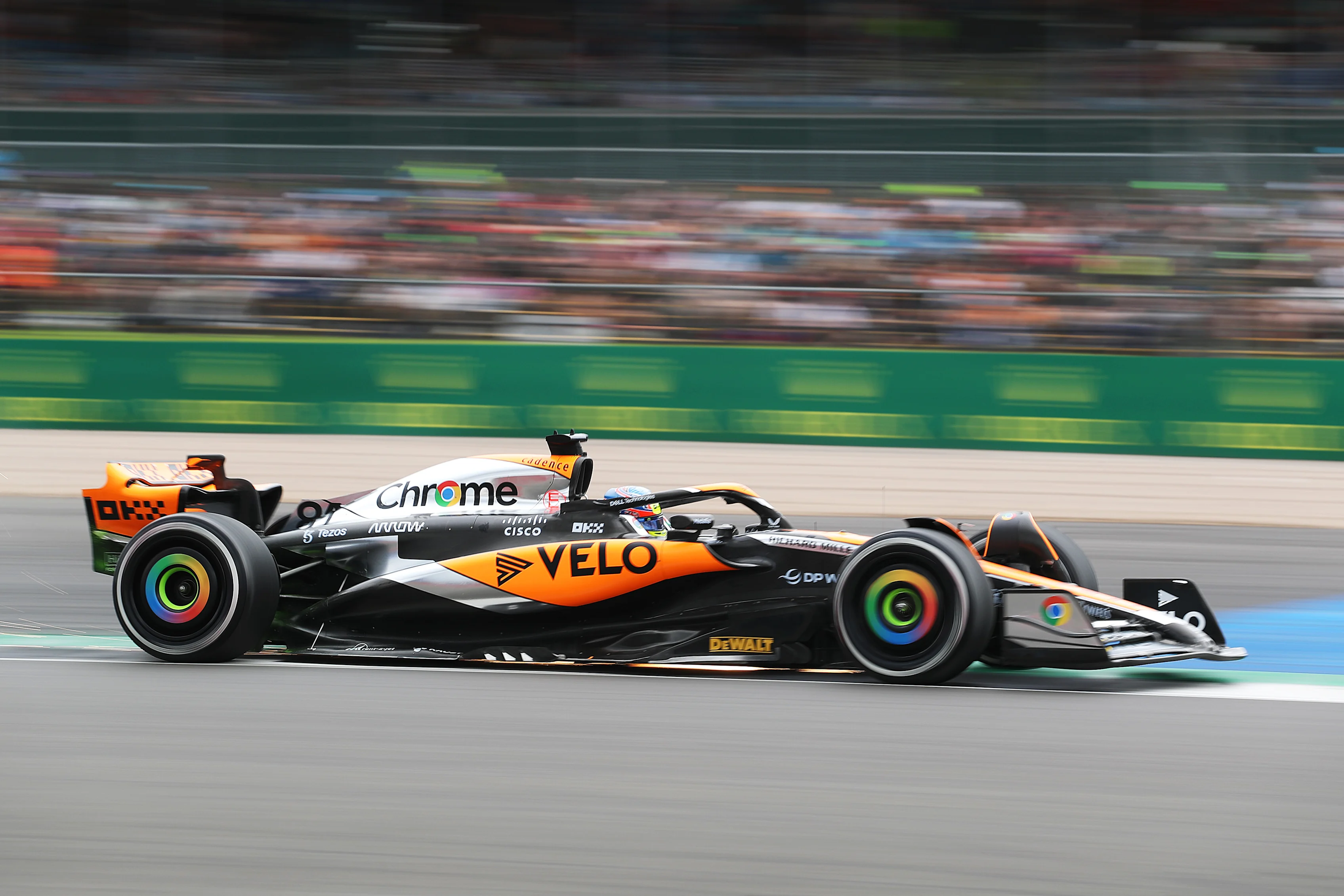 NORTHAMPTON, ENGLAND - JULY 08: Oscar Piastri of Australia driving the (81) McLaren MCL60 Mercedes