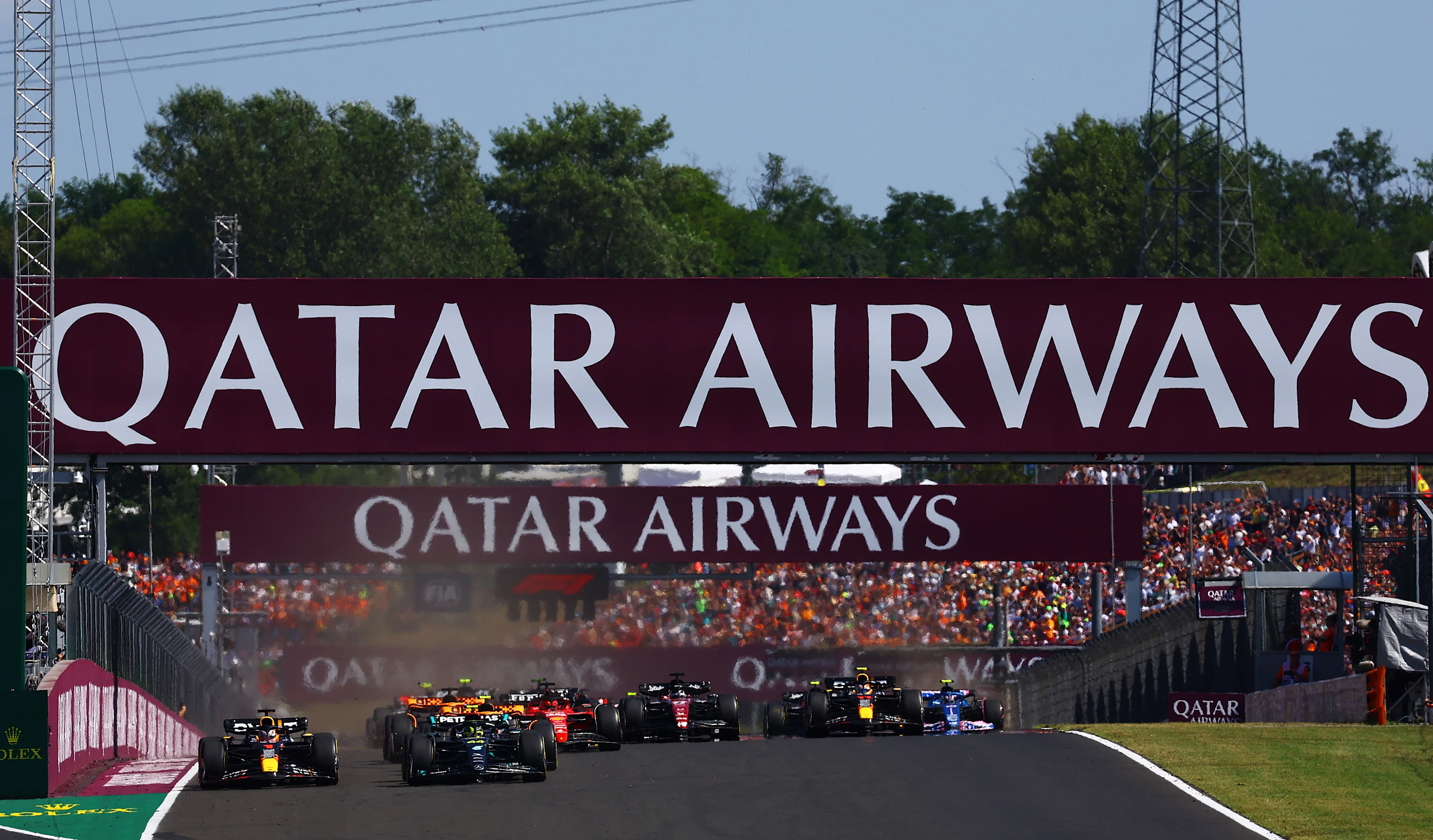 BUDAPEST, HUNGARY - JULY 23: Lewis Hamilton of Great Britain driving the (44) Mercedes AMG Petronas