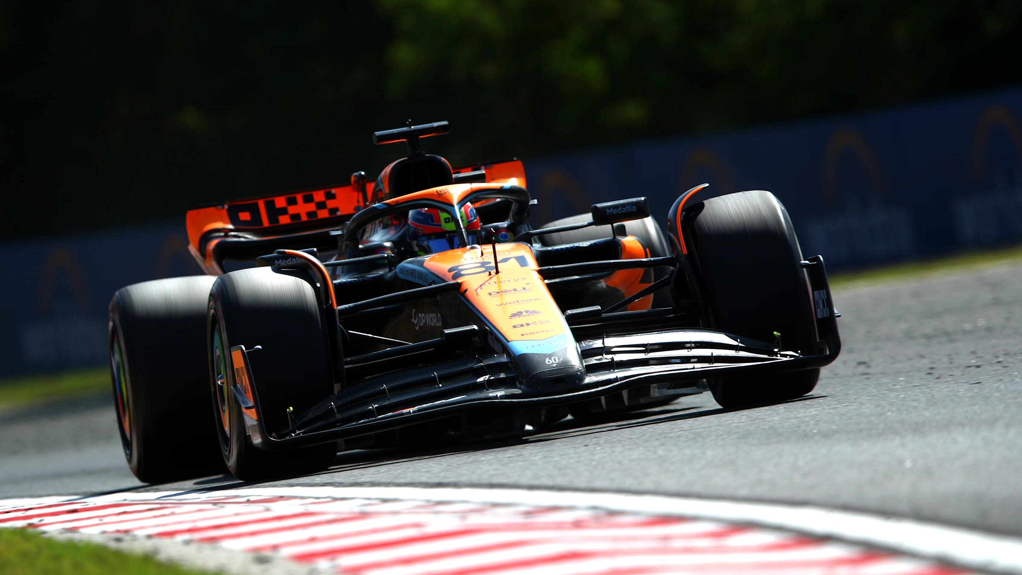 BUDAPEST, HUNGARY - JULY 23: Oscar Piastri of Australia driving the (81) McLaren MCL60 Mercedes on