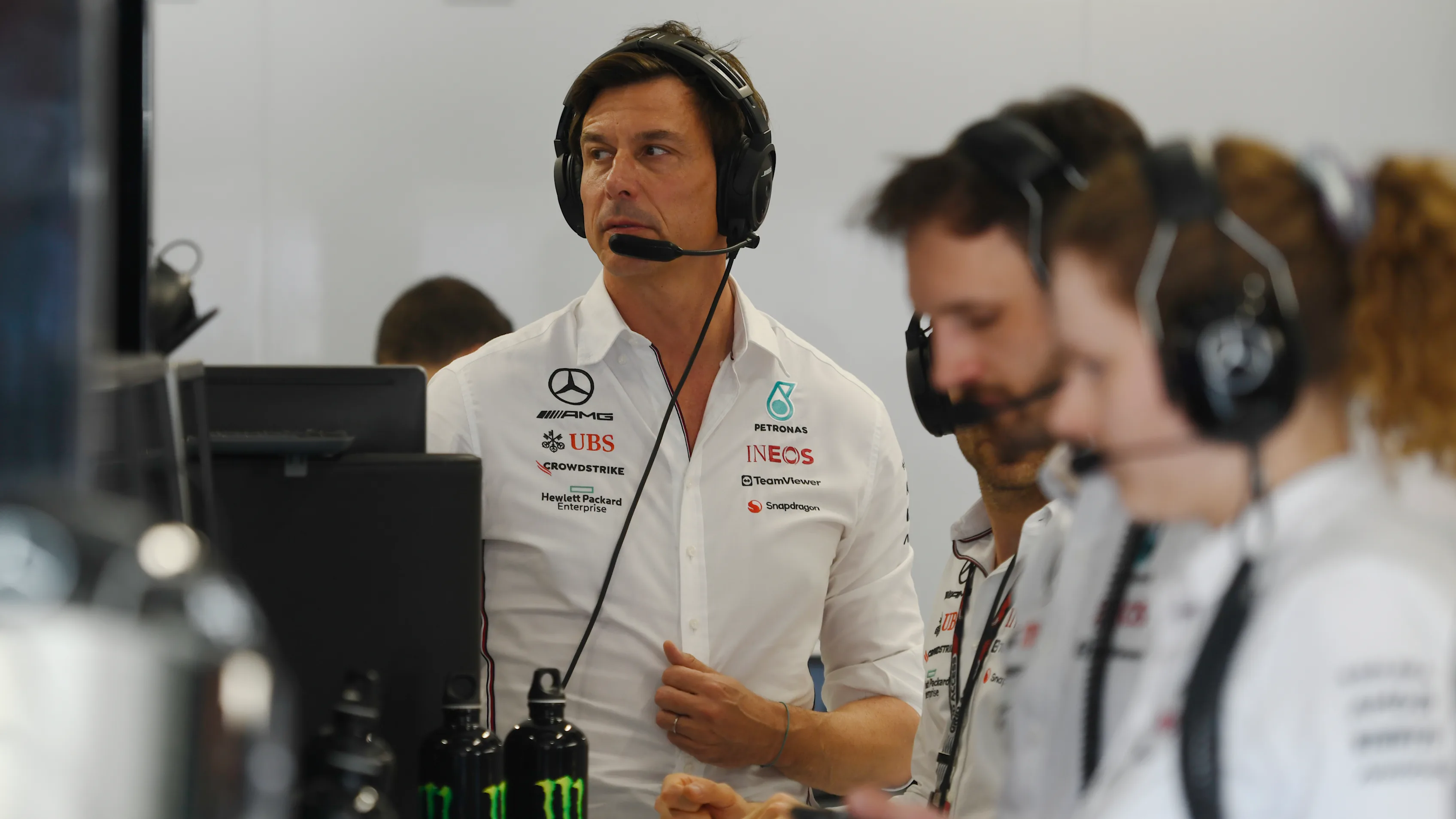 BUDAPEST, HUNGARY - JULY 22: Mercedes GP Executive Director Toto Wolff looks on in the garage