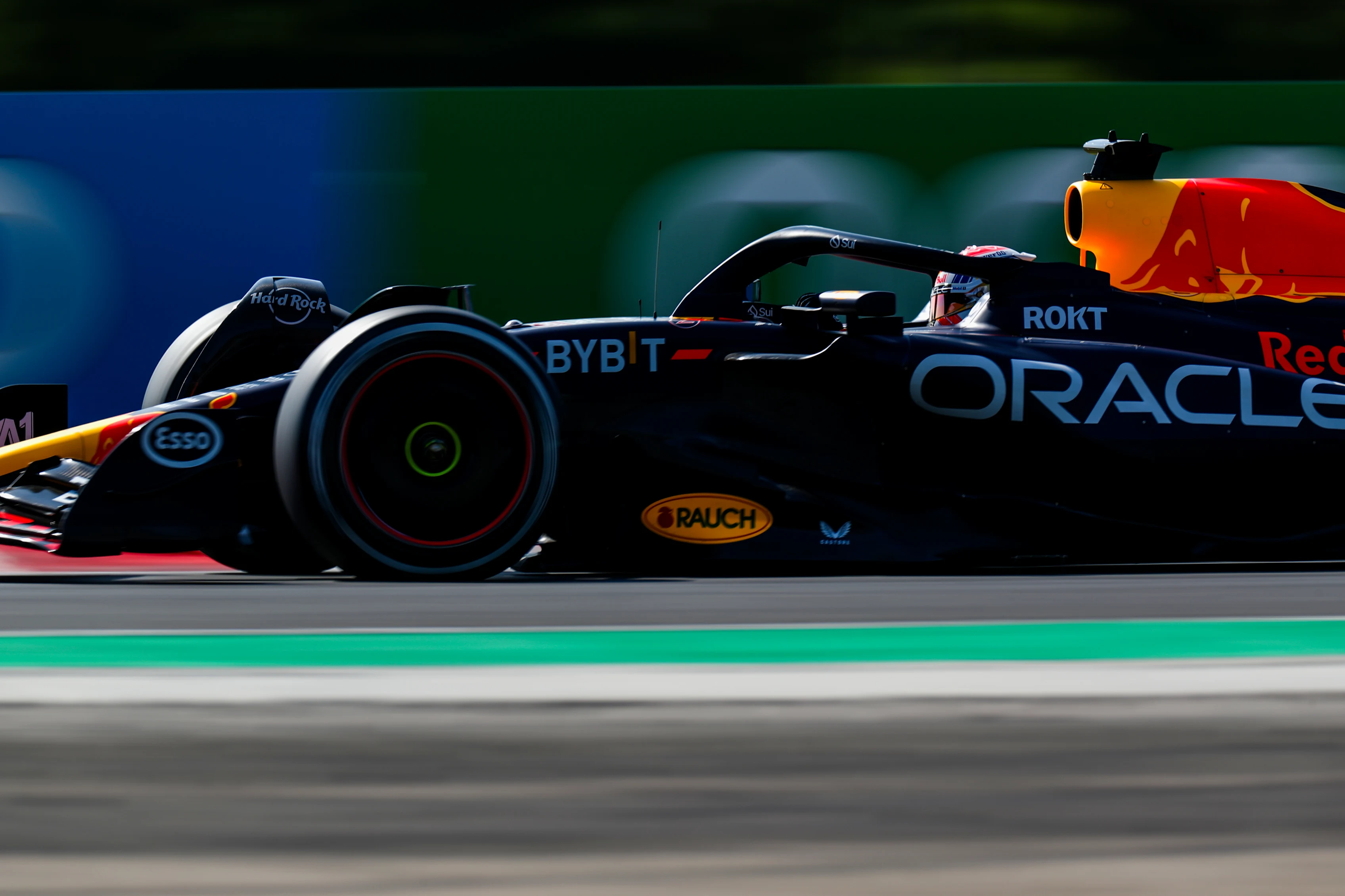 BUDAPEST, HUNGARY - JULY 22: Max Verstappen of Red Bull Racing and The Netherlands  during qualifying ahead of the F1 Grand Prix of Hungary at Hungaroring on July 22, 2023 in Budapest, Hungary. (Photo by Peter Fox/Getty Images)