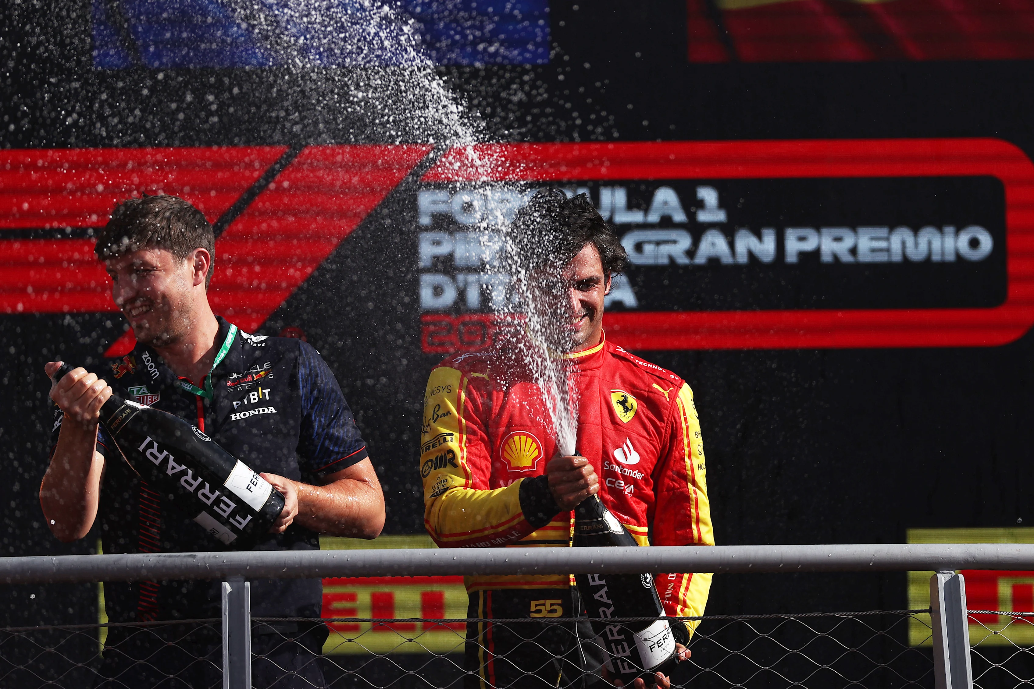 MONZA, ITALY - SEPTEMBER 03: Carlos Sainz of Spain and Ferrari prepares to drive on the grid during