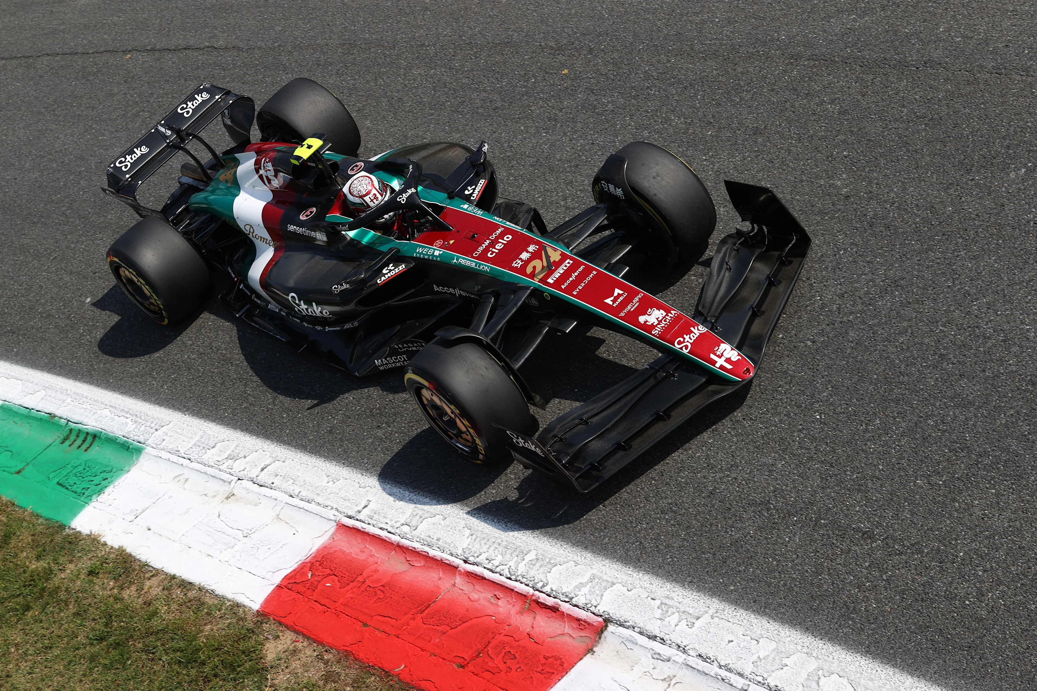 MONZA, ITALY - SEPTEMBER 02: Zhou Guanyu of China driving the (24) Alfa Romeo F1 C43 Ferrari on