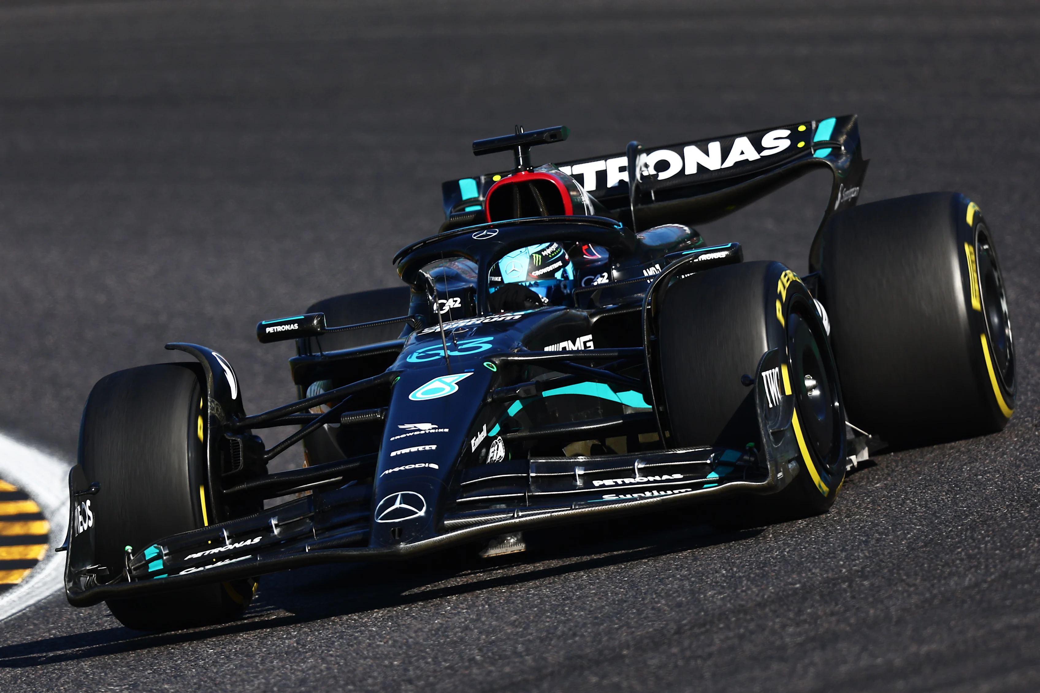 SUZUKA, JAPAN - SEPTEMBER 24: George Russell of Great Britain driving the (63) Mercedes AMG