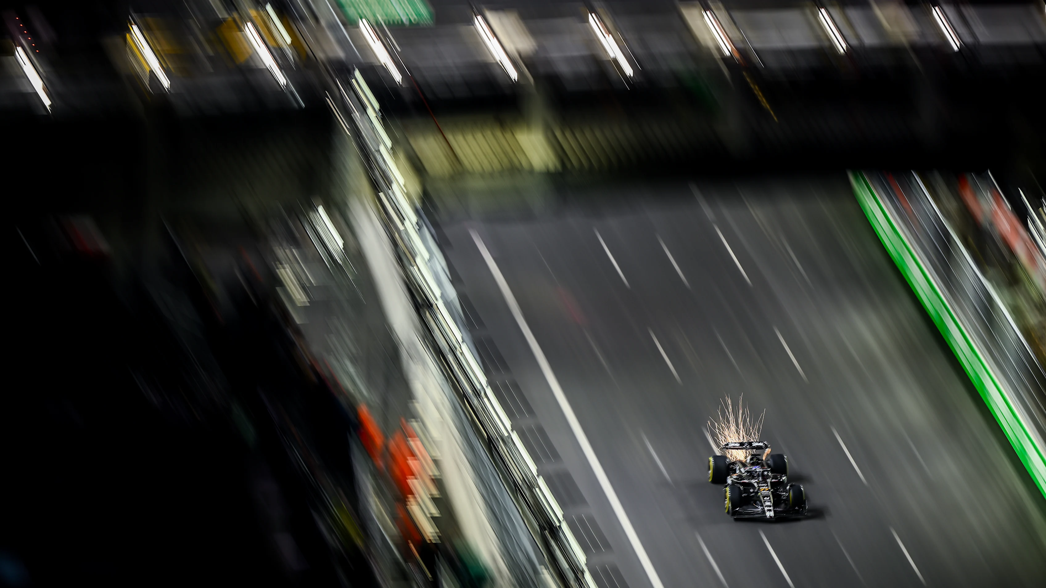 LAS VEGAS, NEVADA - NOVEMBER 17: Valtteri Bottas of Finland driving the (77) Alfa Romeo F1 C43 Ferrari on track during practice ahead of the F1 Grand Prix of Las Vegas at Las Vegas Strip Circuit on November 17, 2023 in Las Vegas, Nevada. (Photo by Clive Mason - Formula 1/Formula 1 via Getty Images)