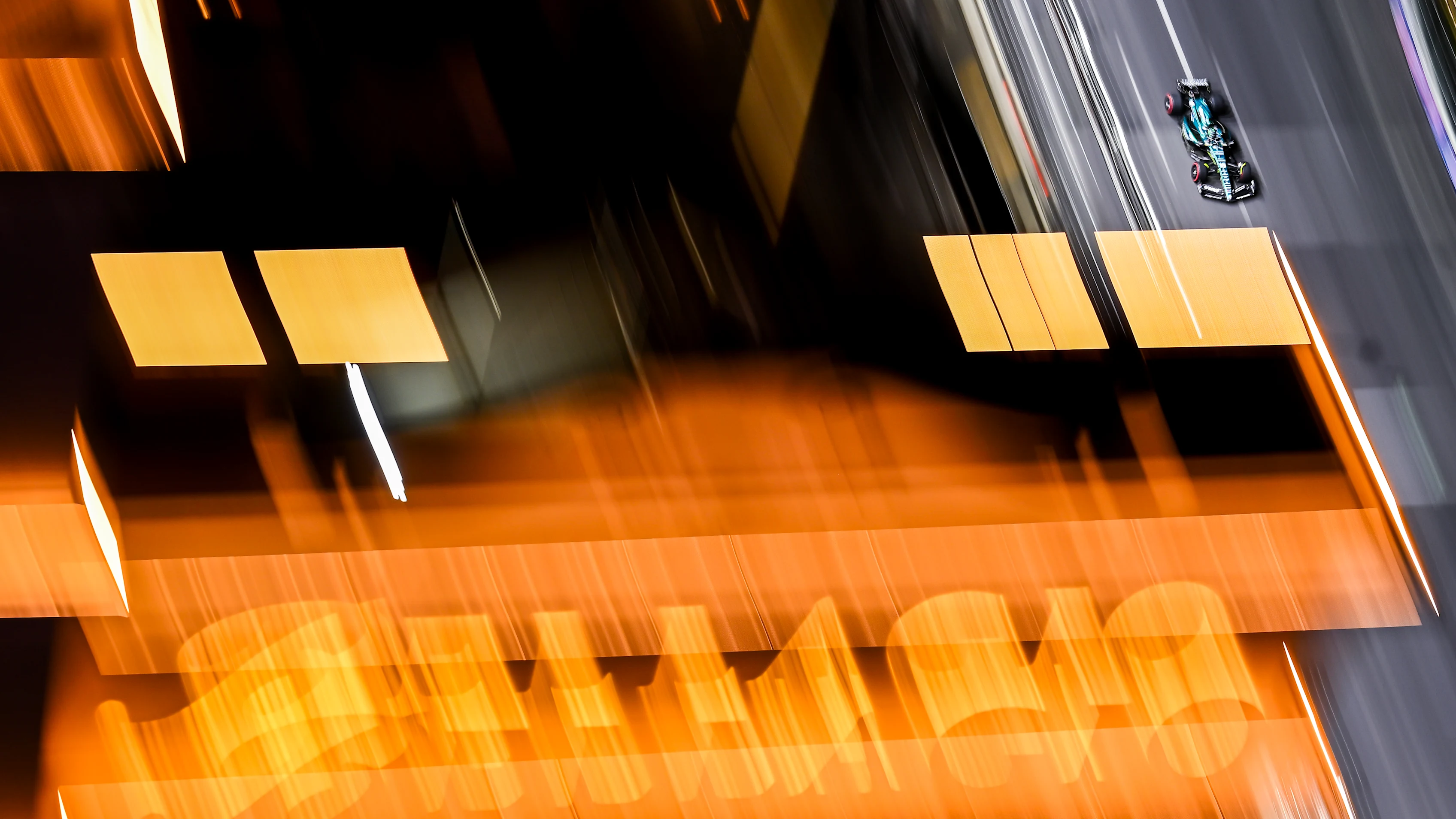 LAS VEGAS, NEVADA - NOVEMBER 17: Lance Stroll of Canada driving the (18) Aston Martin AMR23