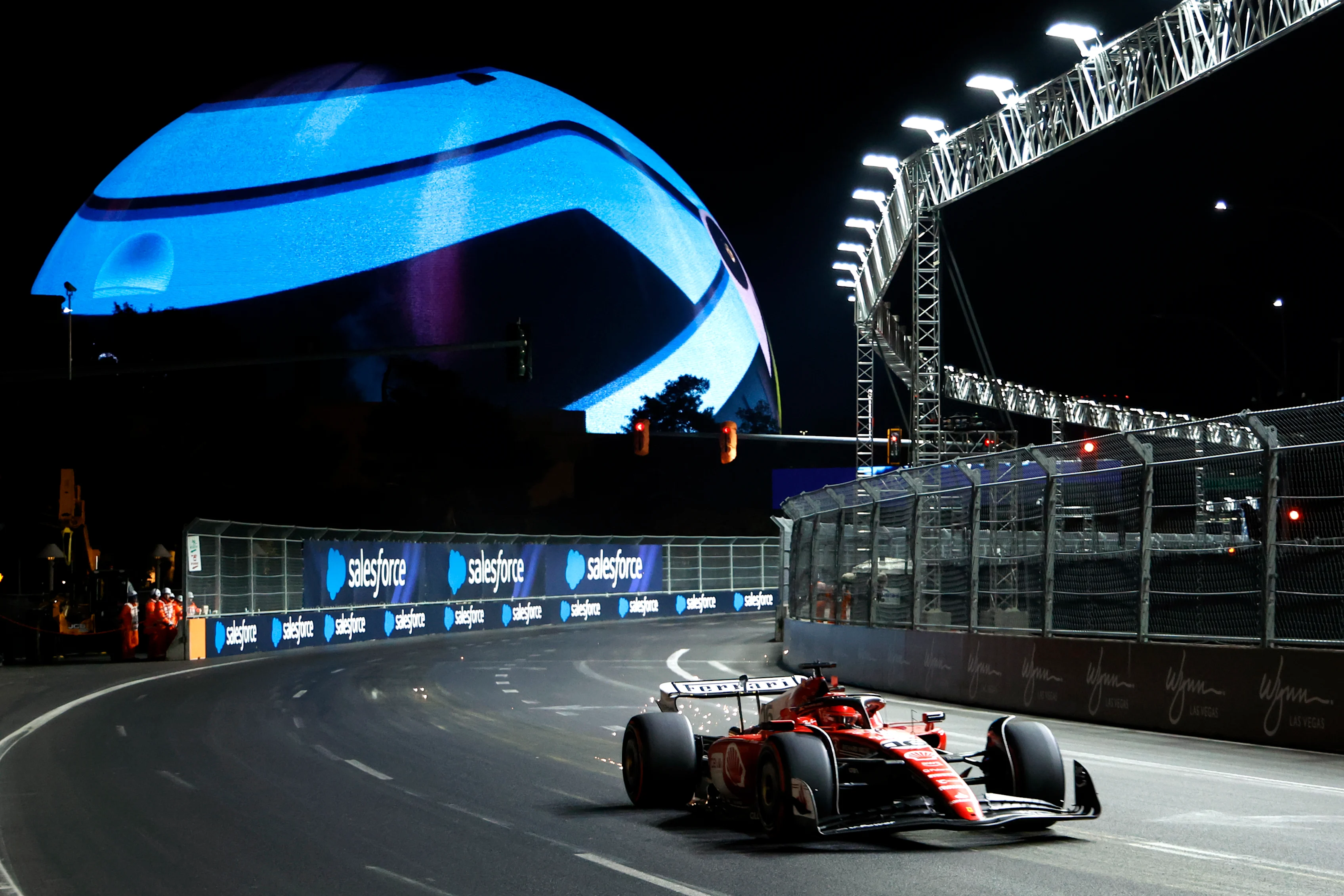 LAS VEGAS, NEVADA - NOVEMBER 18: Charles Leclerc of Monaco driving the (16) Ferrari SF-23 on track