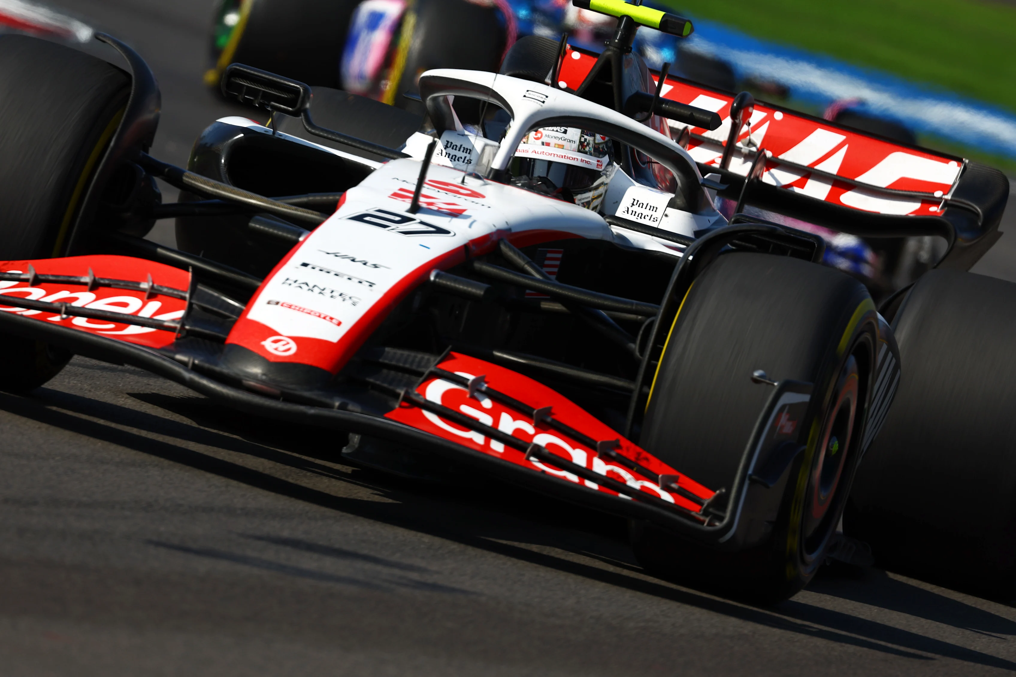 MEXICO CITY, MEXICO - OCTOBER 29: Nico Hulkenberg of Germany driving the (27) Haas F1 VF-23 Ferrari on track during the F1 Grand Prix of Mexico at Autodromo Hermanos Rodriguez on October 29, 2023 in Mexico City, Mexico. (Photo by Mark Thompson/Getty Images)