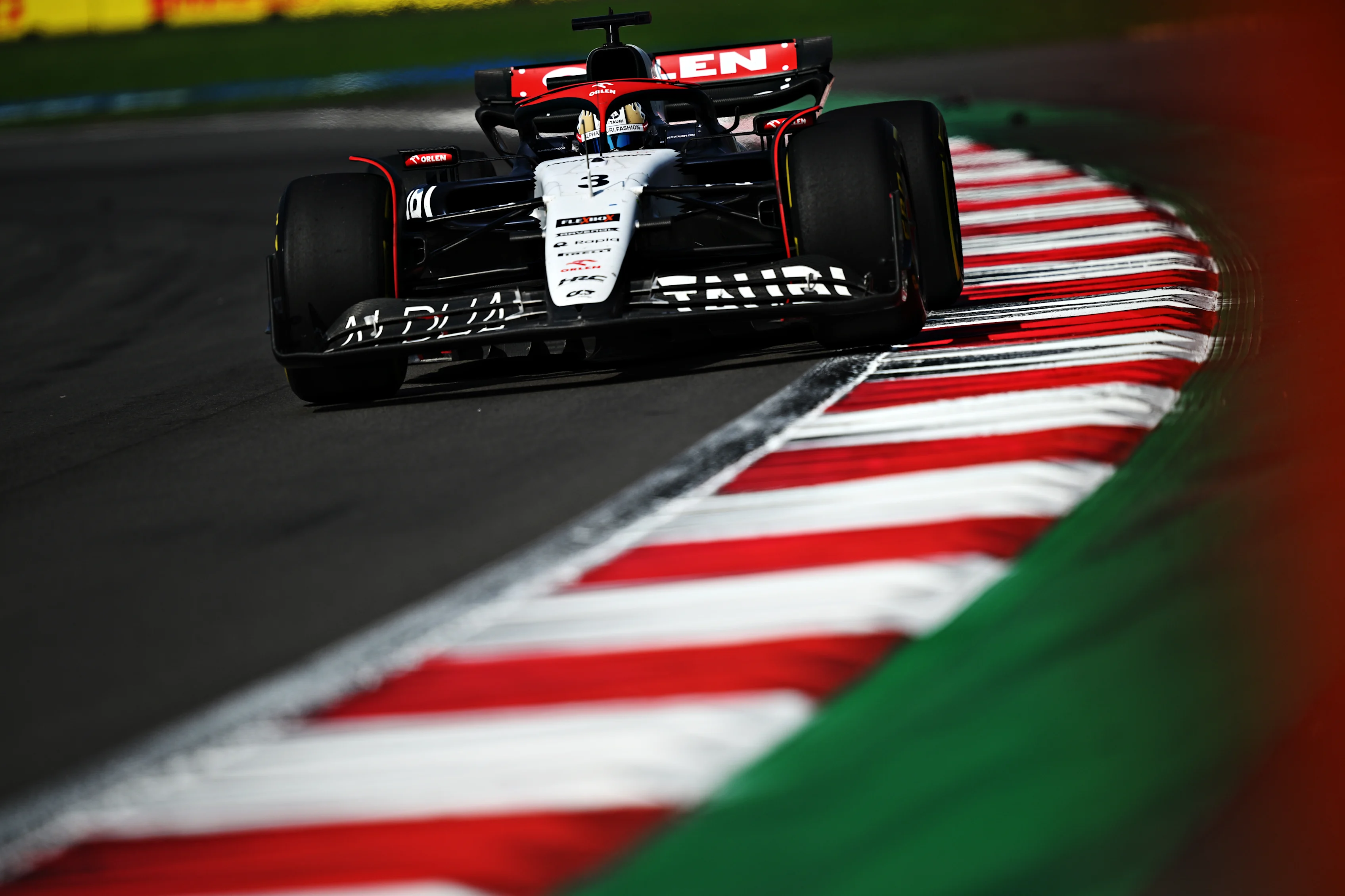 MEXICO CITY, MEXICO - OCTOBER 29: Daniel Ricciardo of Australia driving the (3) Scuderia AlphaTauri