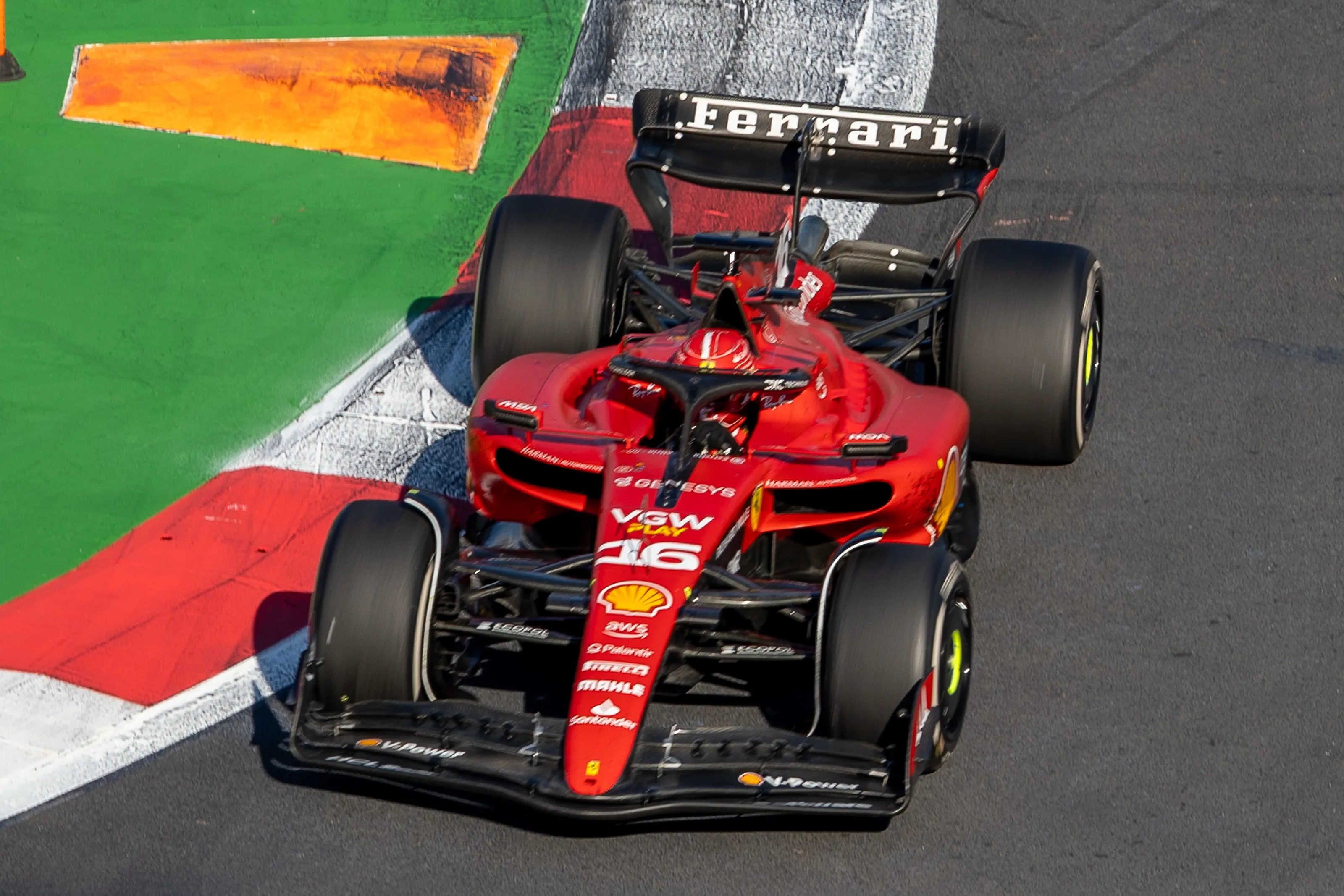 MEXICO CITY, MEXICO - OCTOBER 29: Charles Leclerc of Monaco driving the (16) Ferrari SF-23 on track
